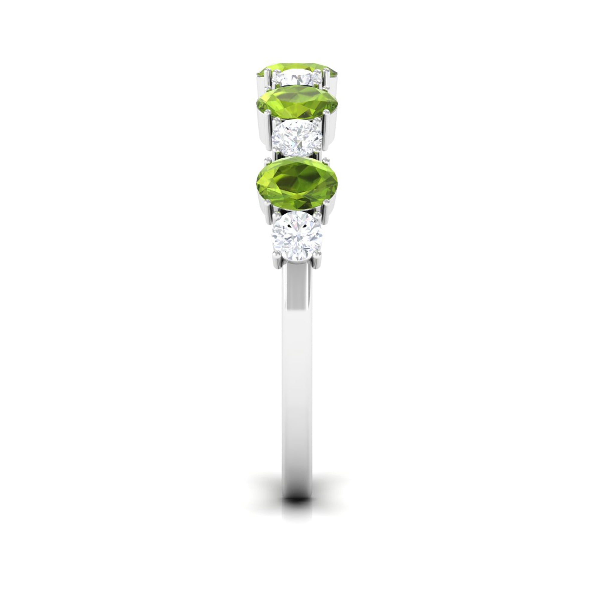 1.50 CT Alternate Peridot and Diamond Half Eternity Ring AAA - Rosec Jewels