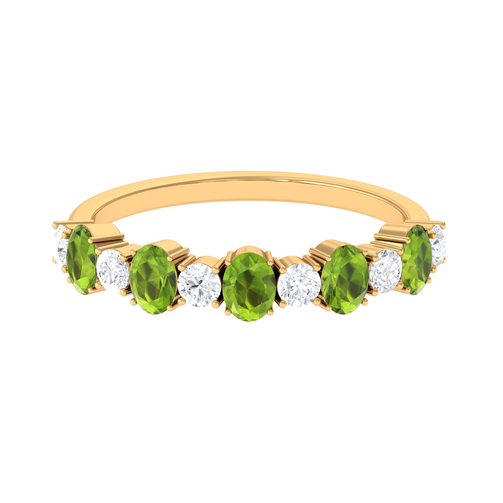 1.50 CT Alternate Peridot and Diamond Half Eternity Ring AAA - Rosec Jewels