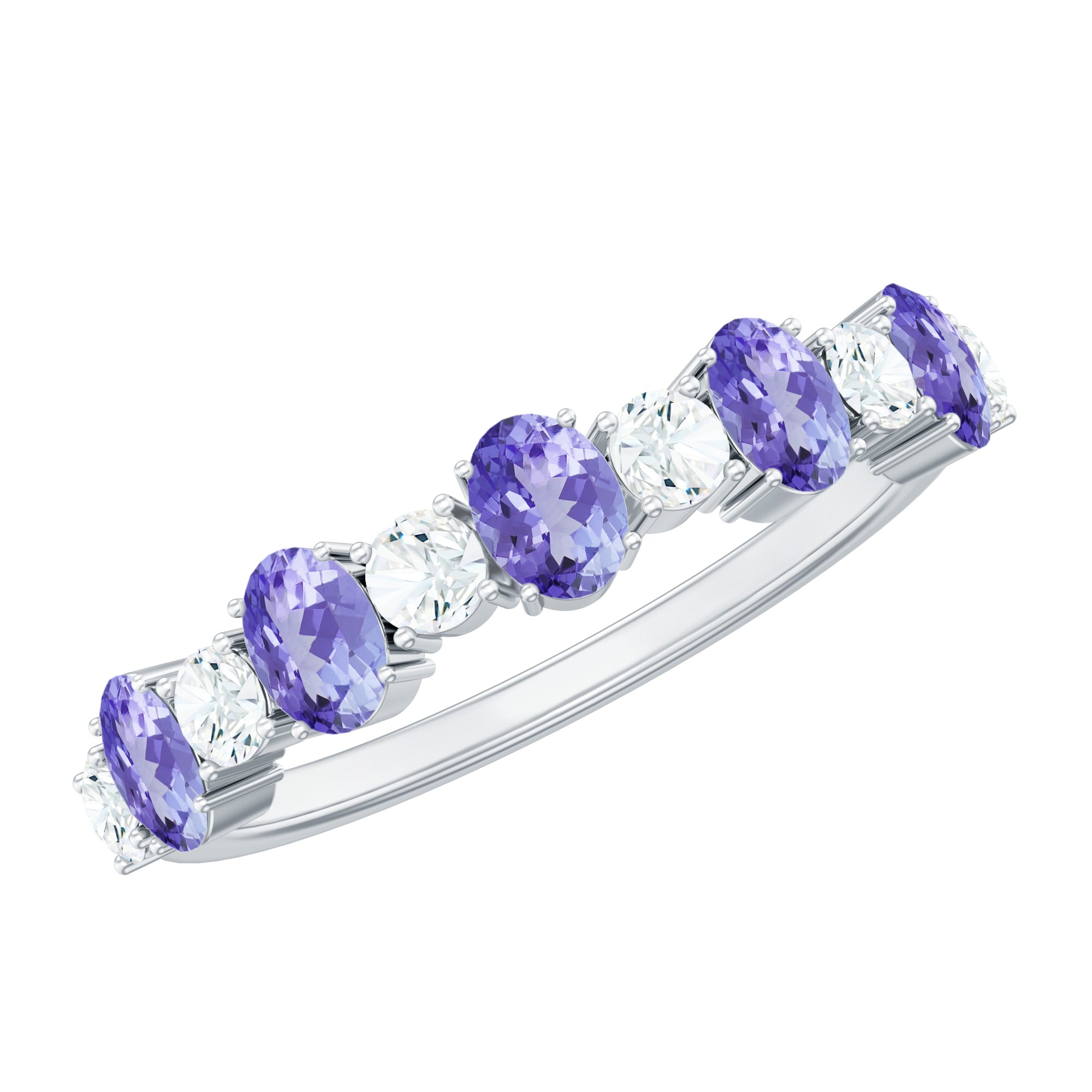 Genuine Tanzanite Stackable Half Eternity Ring