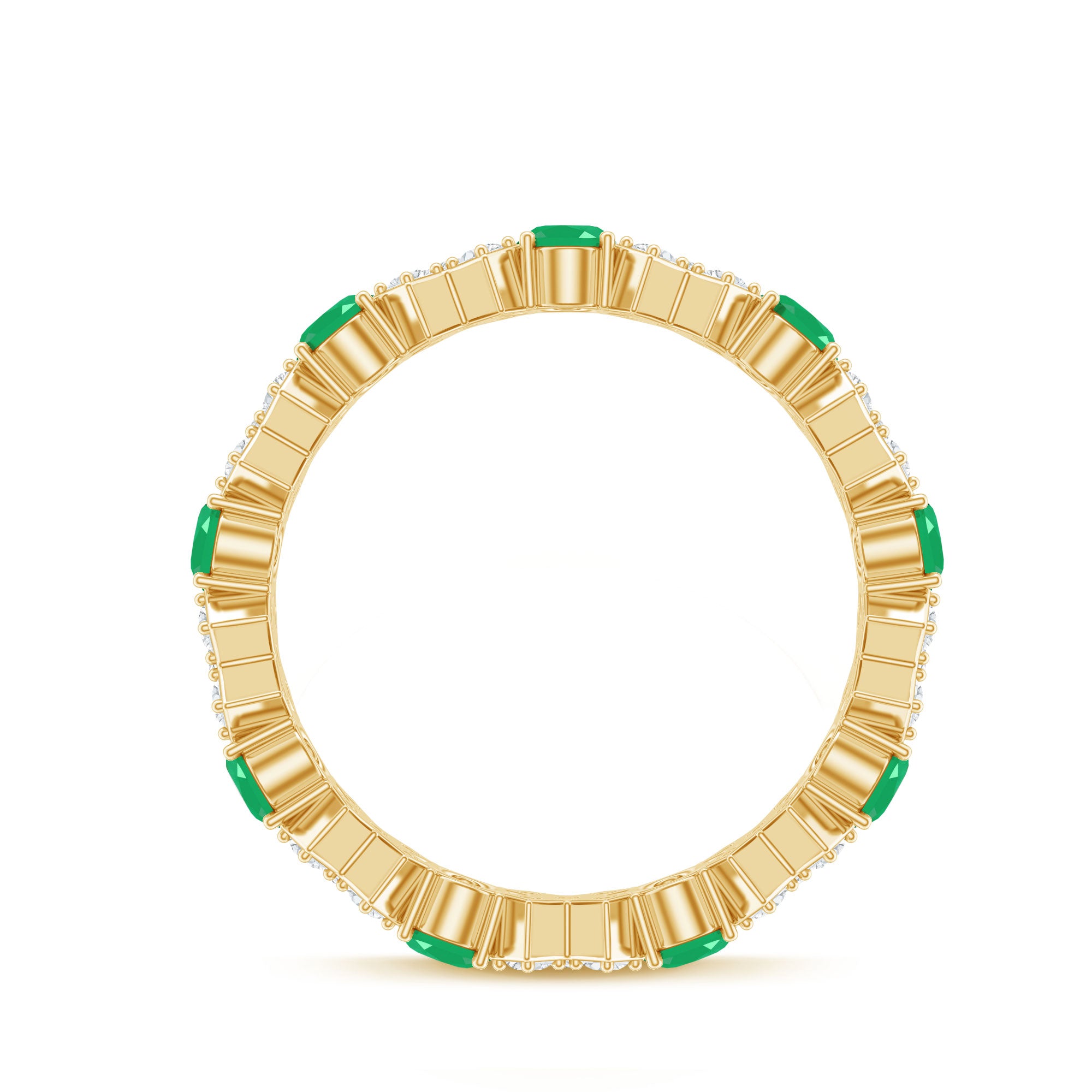 Natural Emerald and Moissanite Designer Eternity Band AAA - Rosec Jewels