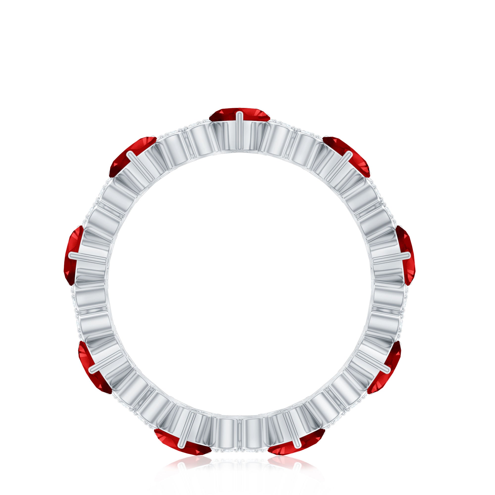 Rosec Jewels-Lab-Created Ruby and Diamond Heart Eternity Band Ring