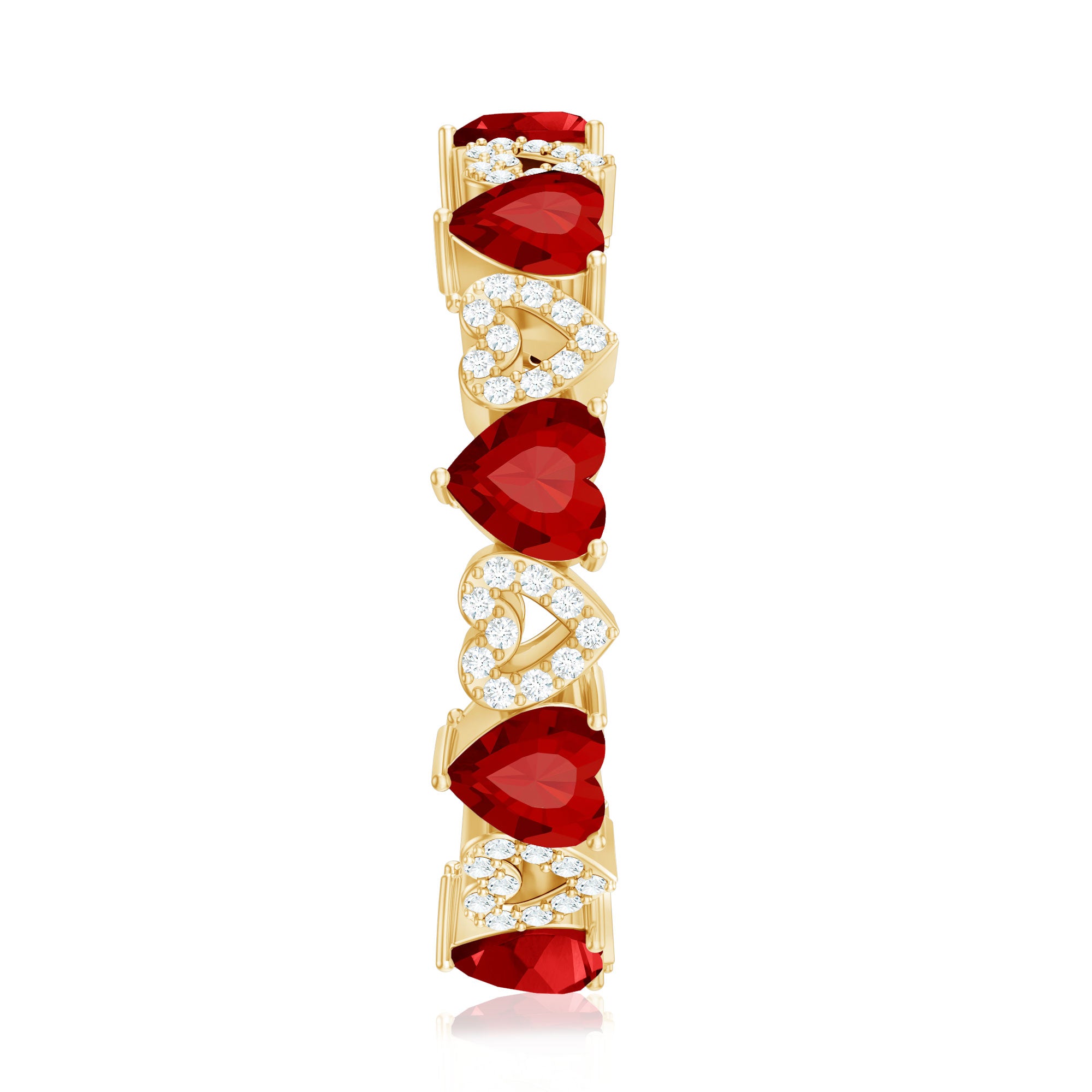 Rosec Jewels-Lab-Created Ruby and Diamond Heart Eternity Band Ring