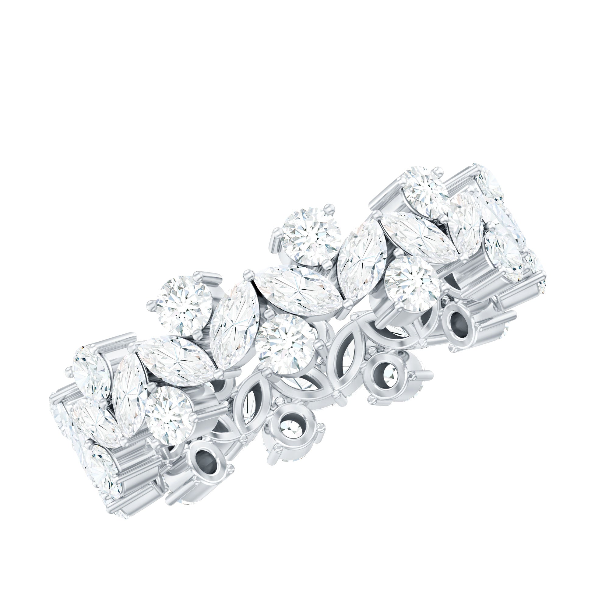 Marquise and Round Moissanite Cluster Eternity Band