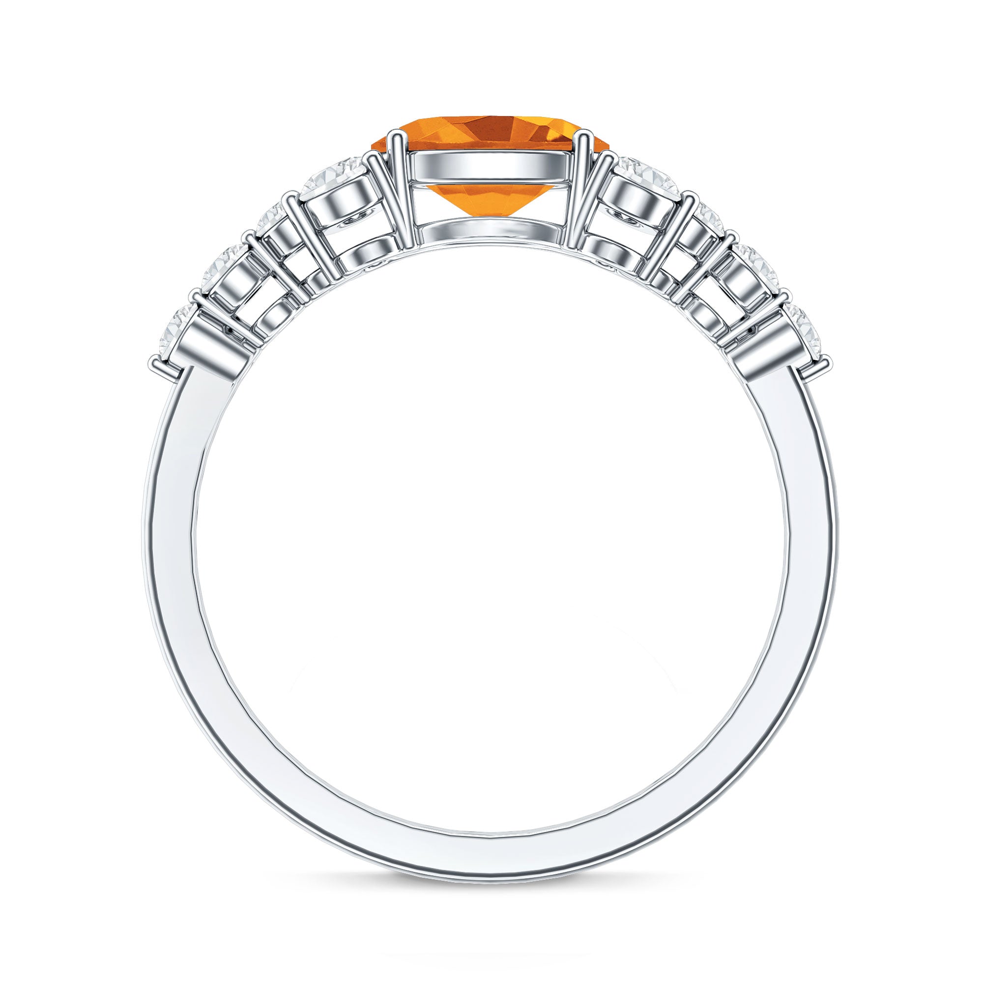 Certified Real Oval Citrine East West Engagement Ring with Diamond AAA - Rosec Jewels
