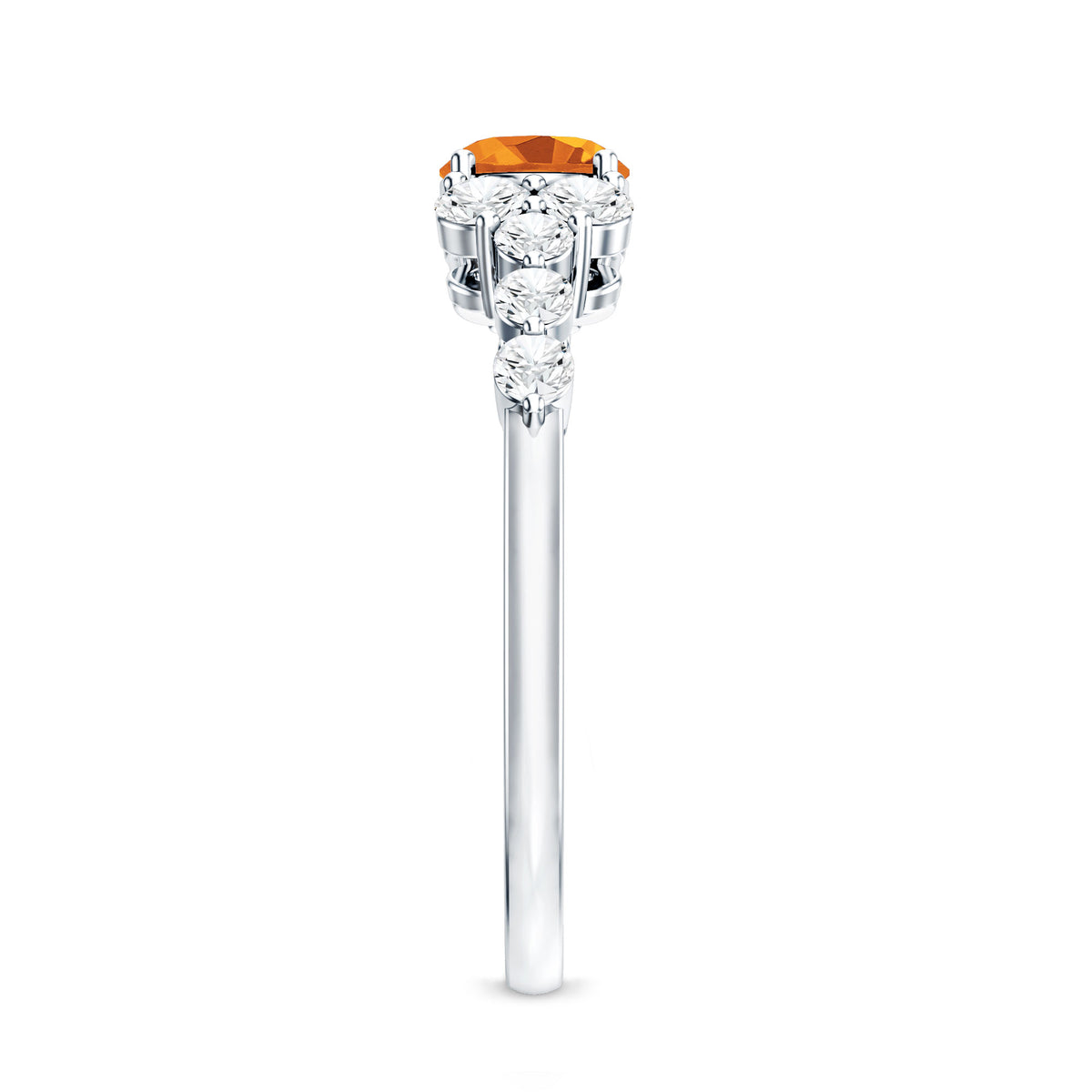 Certified Real Oval Citrine East West Engagement Ring with Diamond AAA - Rosec Jewels