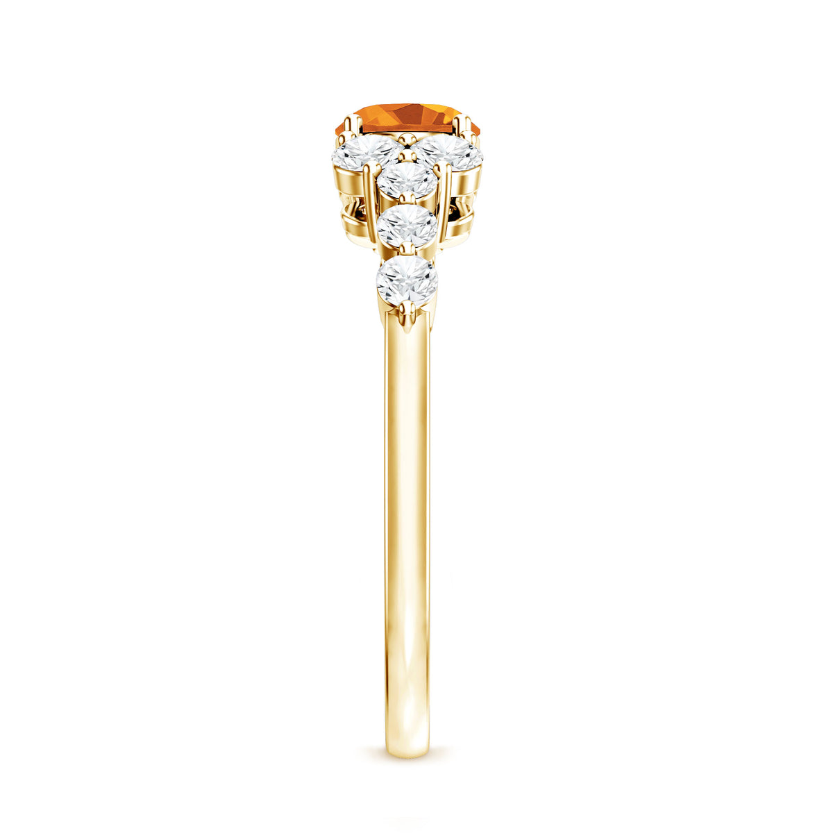 Certified Real Oval Citrine East West Engagement Ring with Diamond AAA - Rosec Jewels