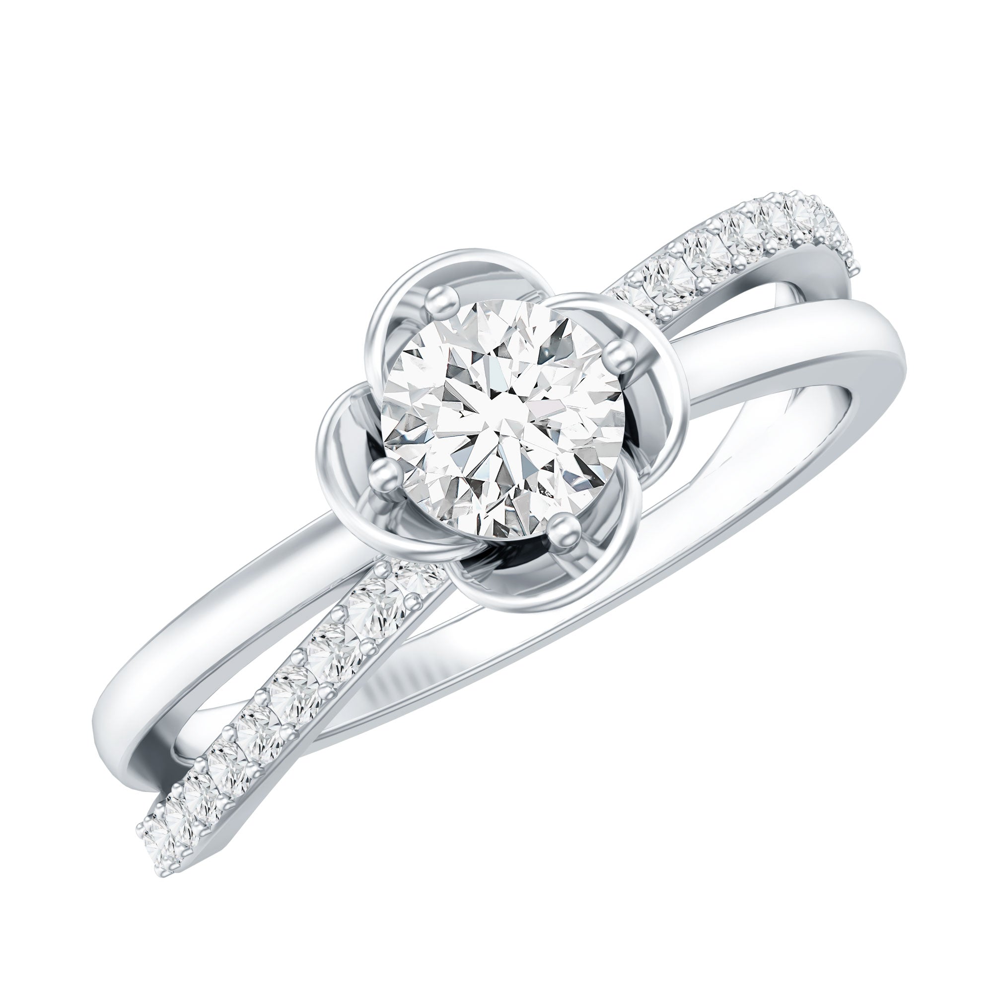 Rosec Jewels-Flower Inspired Moissanite Proposal Ring for Women