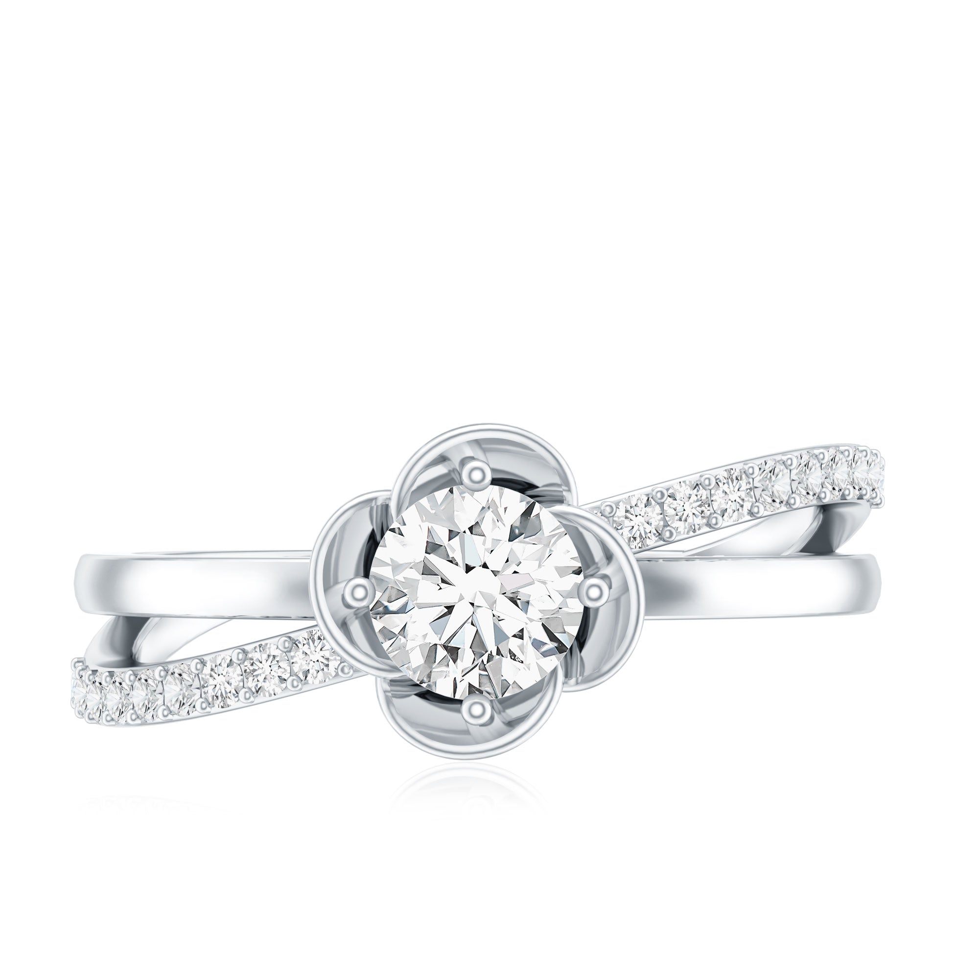 Rosec Jewels-Flower Inspired Moissanite Proposal Ring for Women