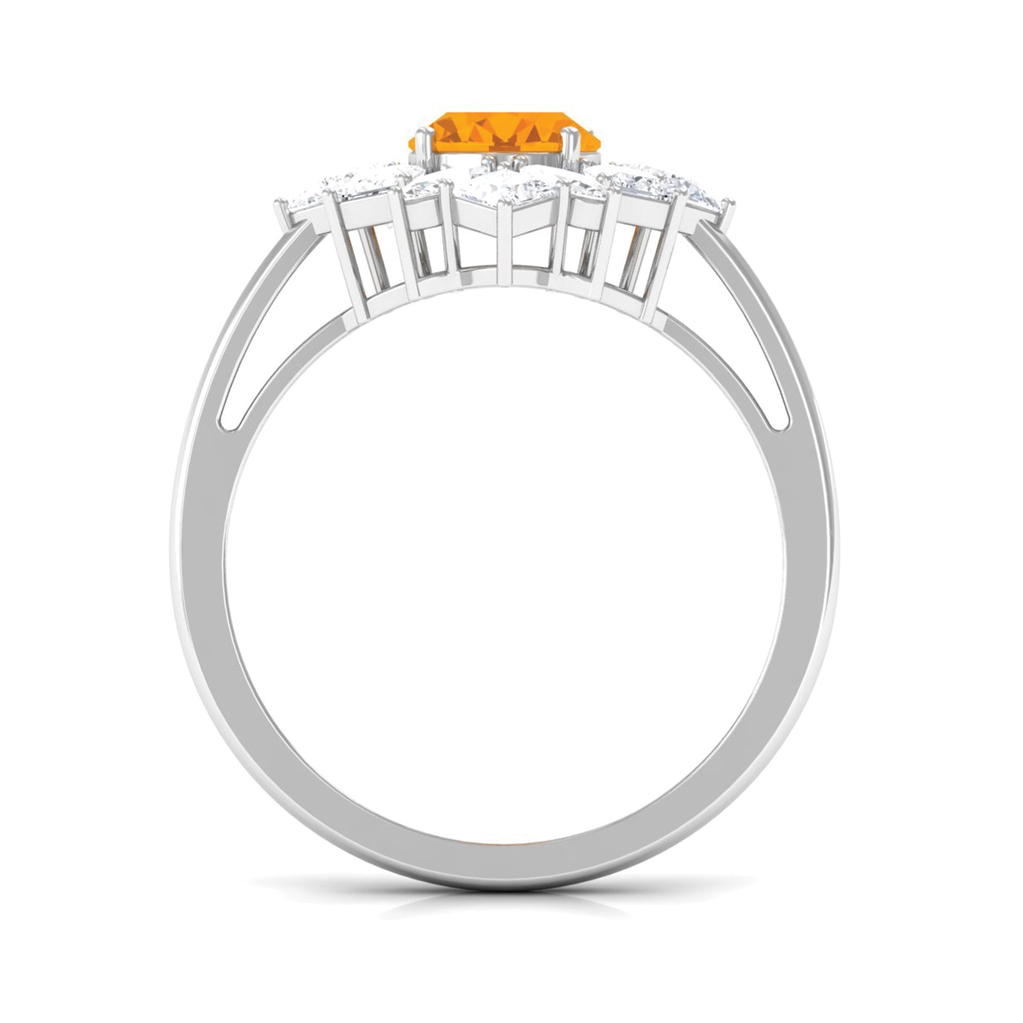 2.25 CT Oval Fire Opal Cocktail Engagement Ring with Moissanite AAA - Rosec Jewels