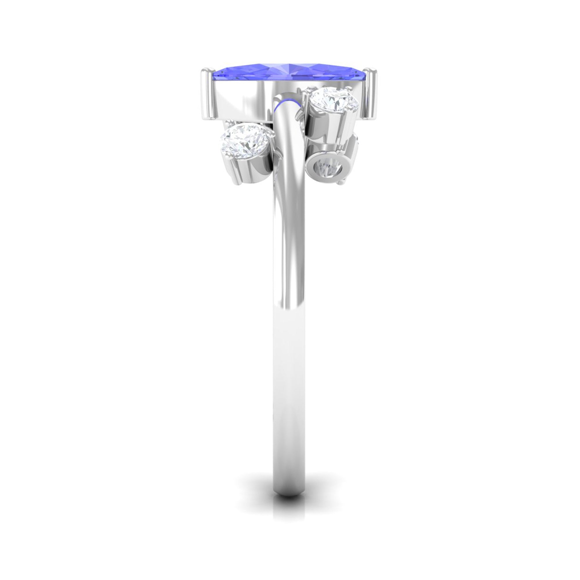 1 CT Marquise Tanzanite Minimal Solitaire Ring with Scatter Diamond AAA - Rosec Jewels