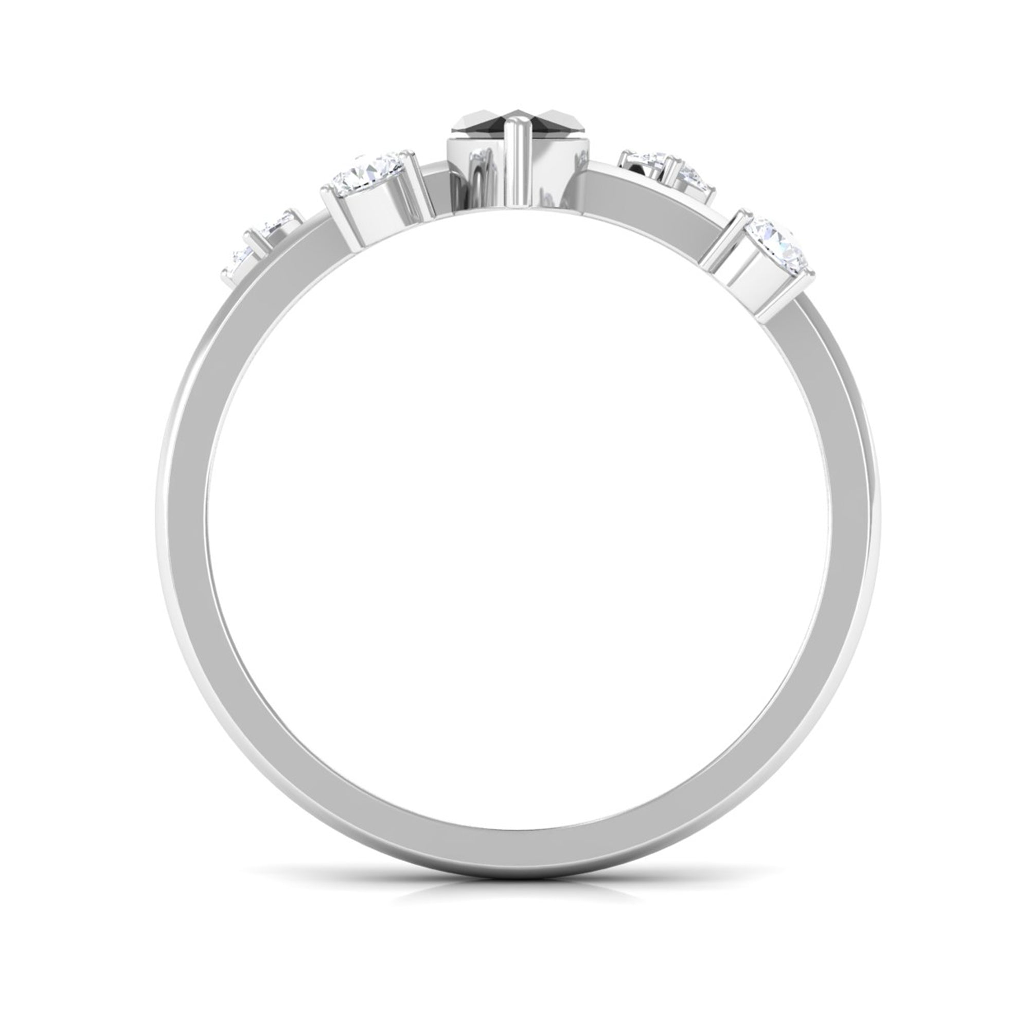 Marquise Cut Solitaire Black Spinel Ring with Scatter Diamond AAA - Rosec Jewels