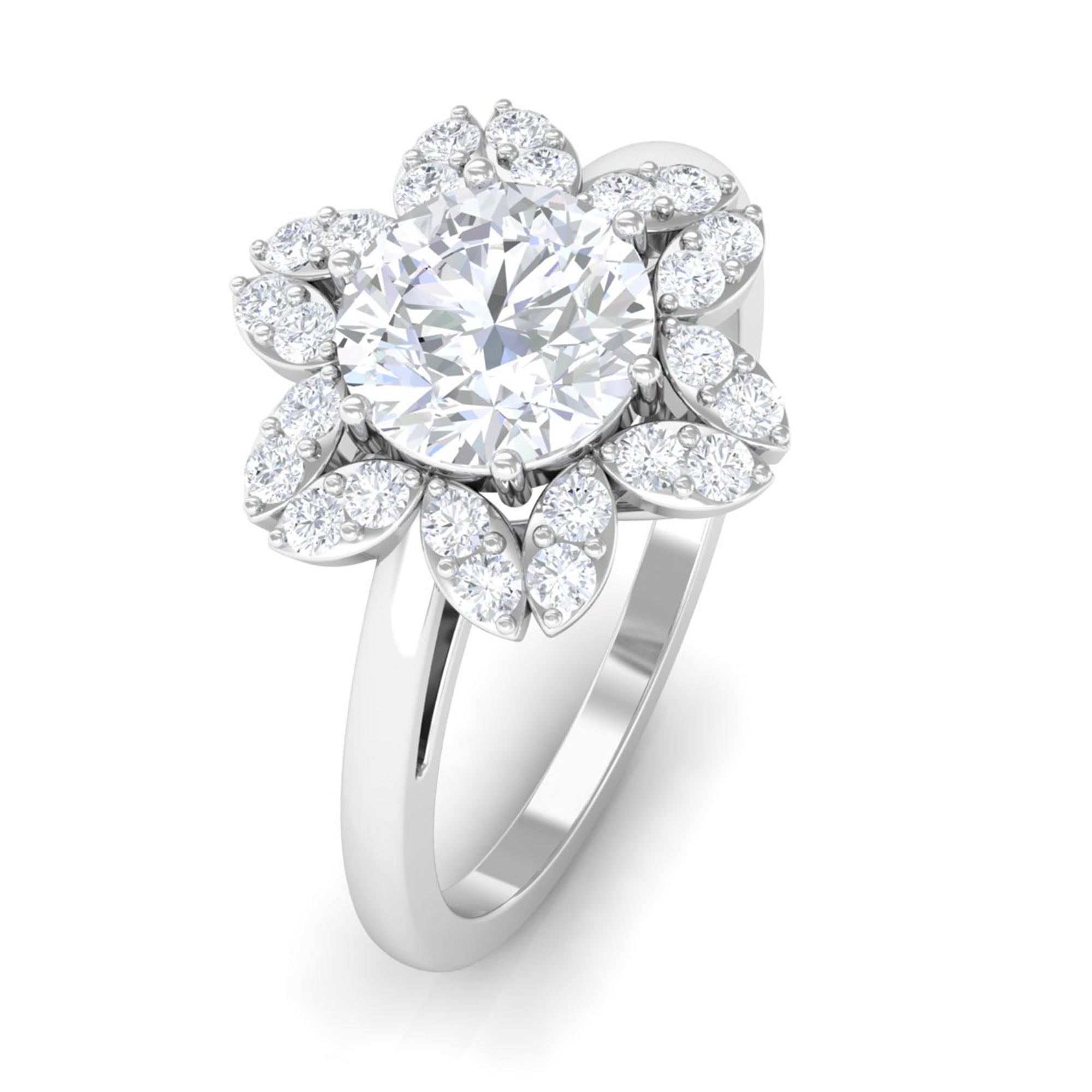 Cubic Zirconia Flower Promise Ring AAAA - Rosec Jewels
