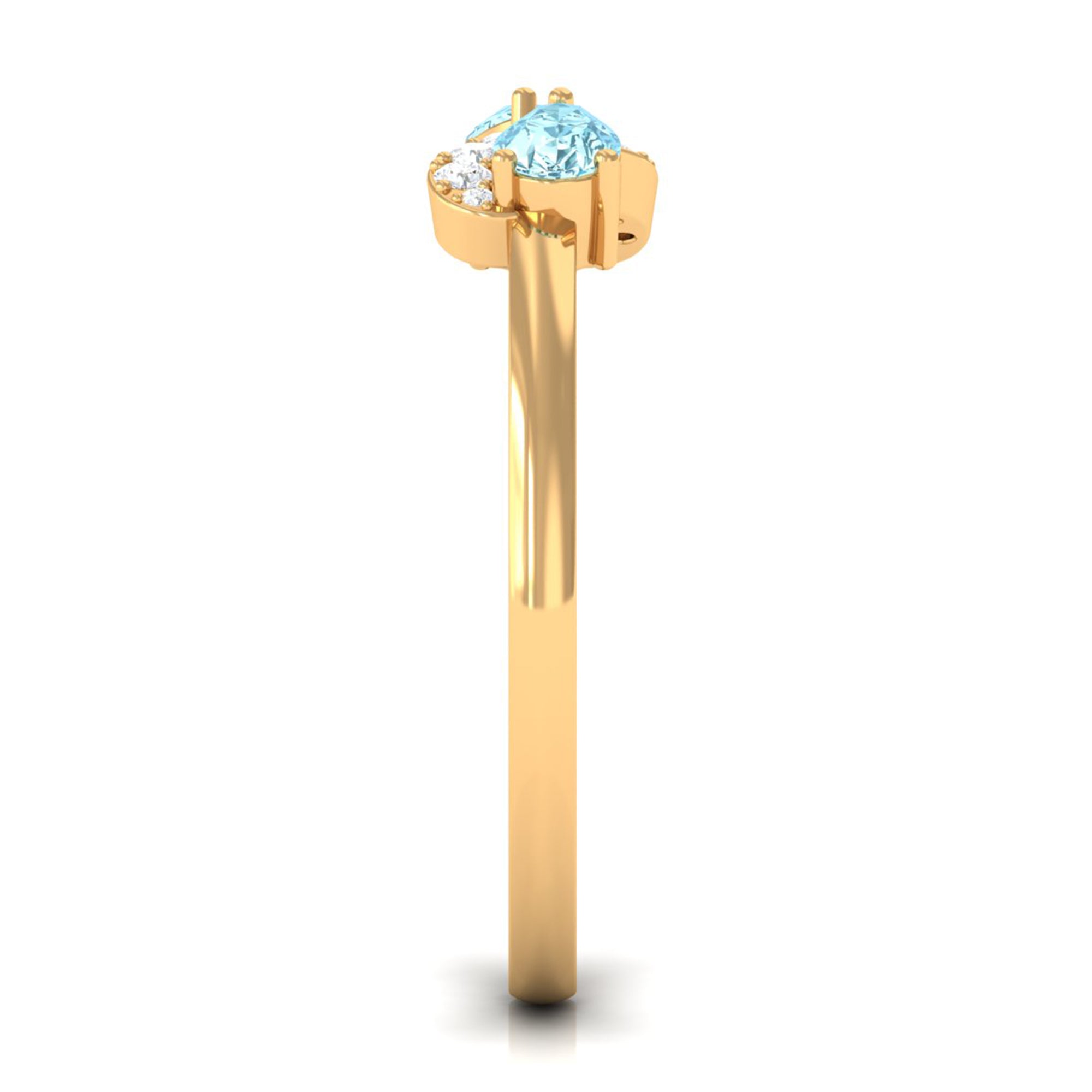 Rosec Jewels-1/2 CT Pear Aquamarine Infinity Promise Ring with Diamond