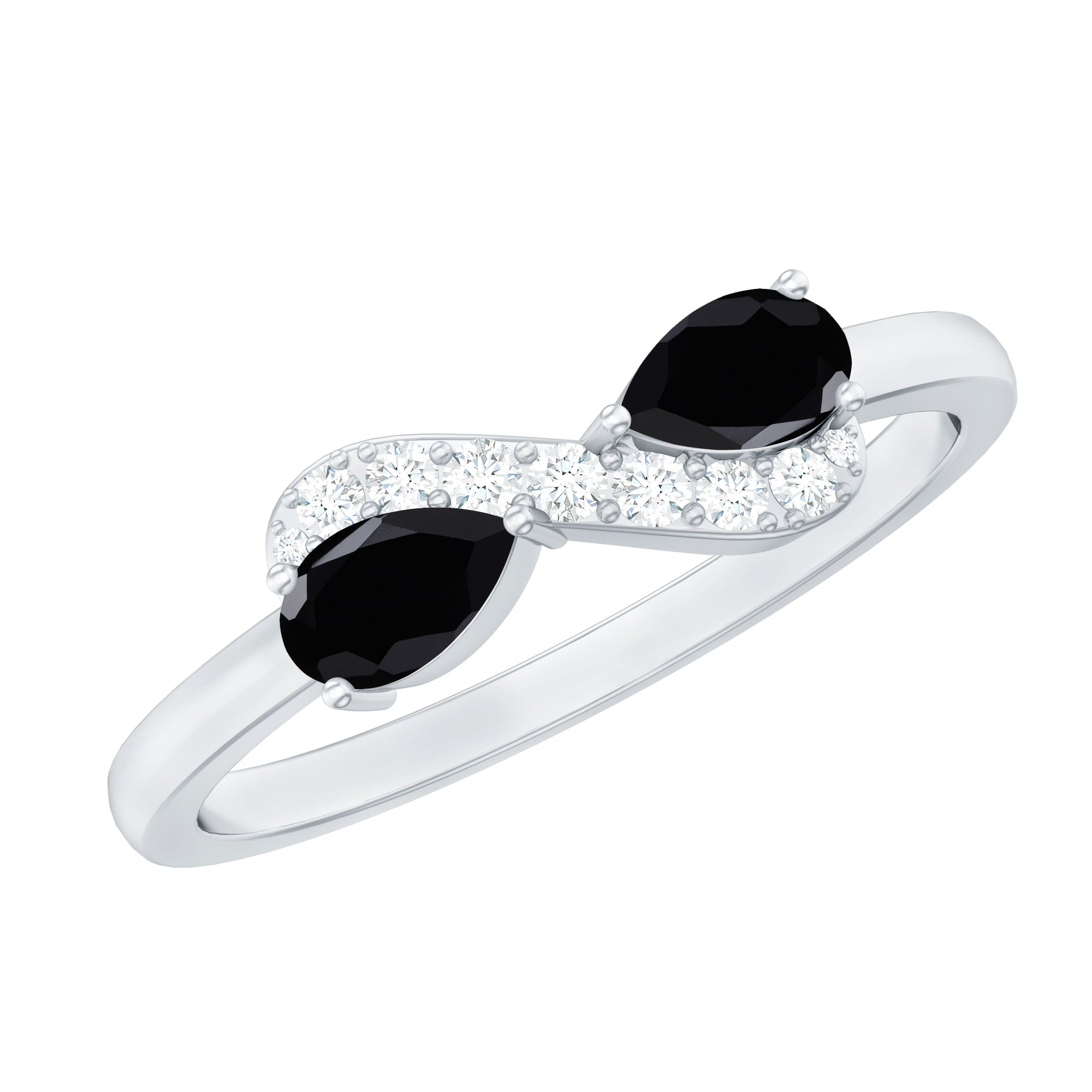 Black Onyx and Diamond Infinity Promise Ring