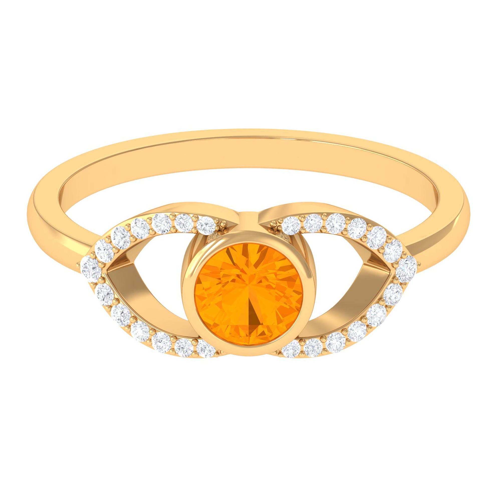 3/4 Ct Fire Opal and Diamond Split Shank Engagement Ring AAA - Rosec Jewels