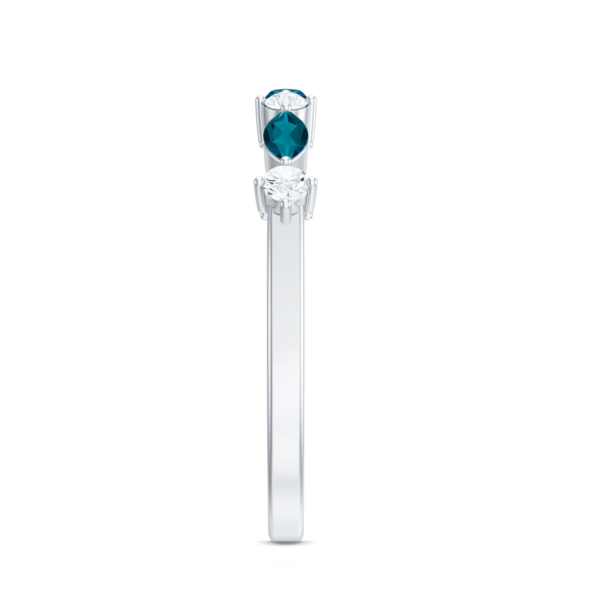 Rosec Jewels-Marquise London Blue Topaz Stackable Eternity Band with Diamond
