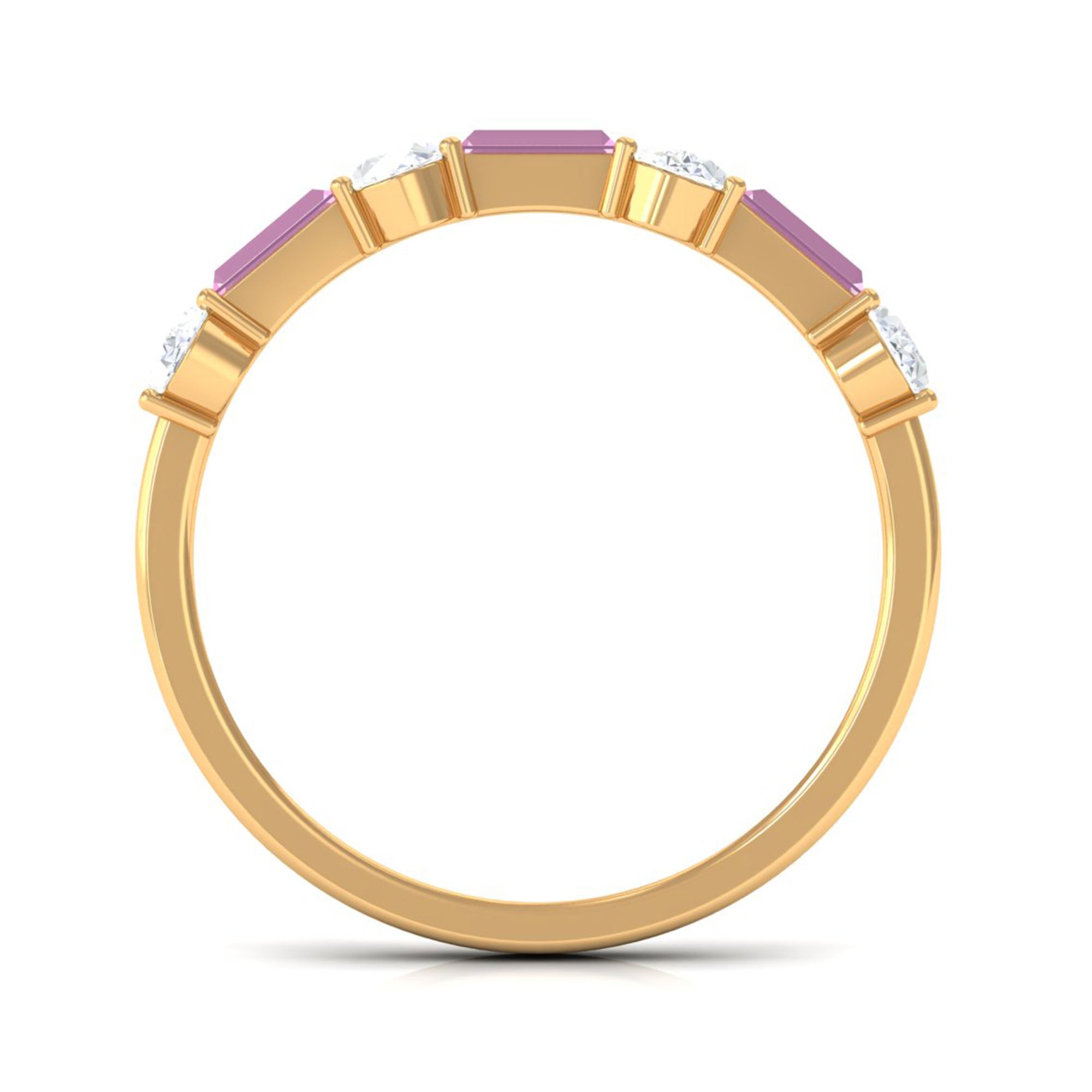 1.25 CT Natural Pink Tourmaline Semi Eternity Ring with Moissanite AAA - Rosec Jewels