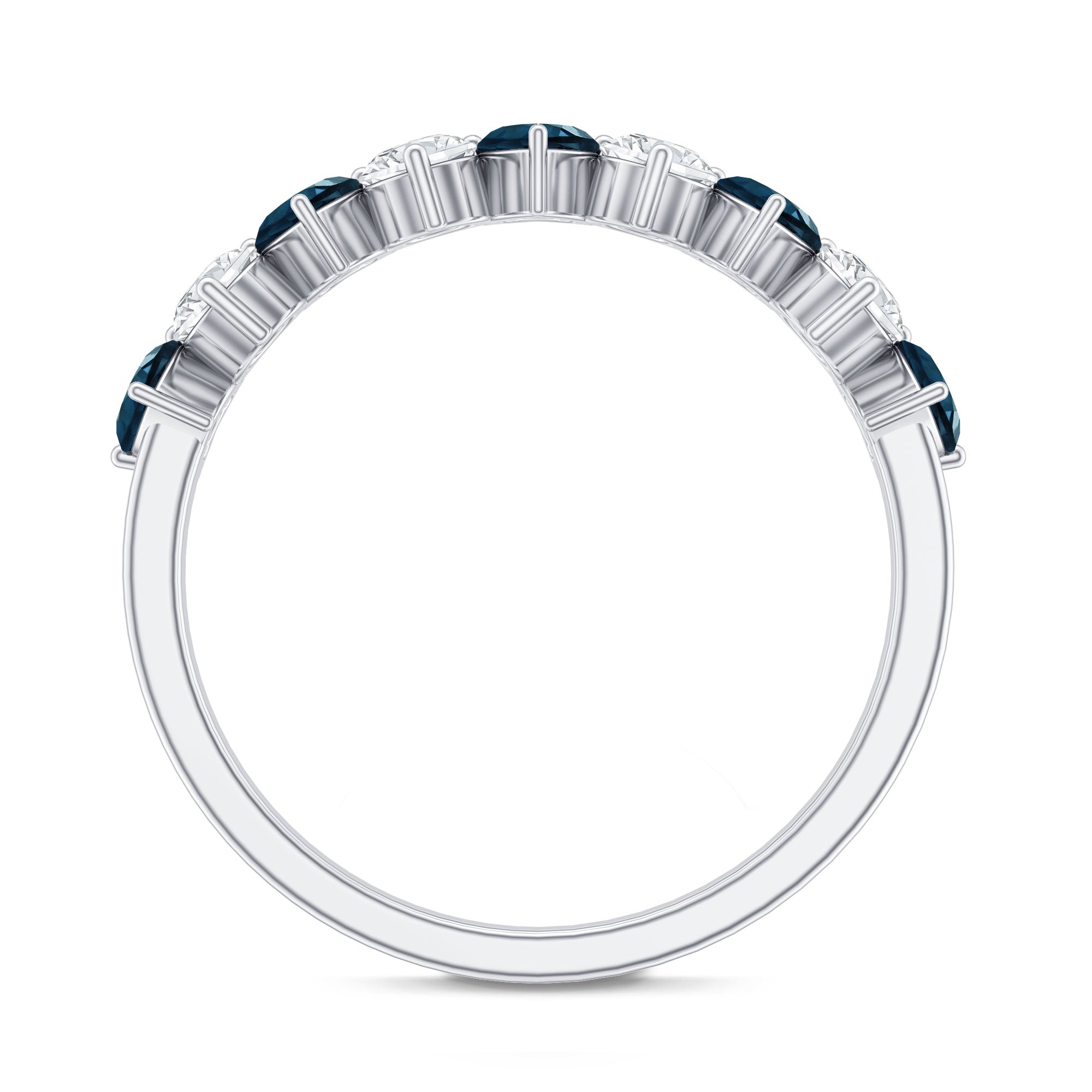 Rosec Jewels-London Blue Topaz and Moissanite Heart Eternity Band