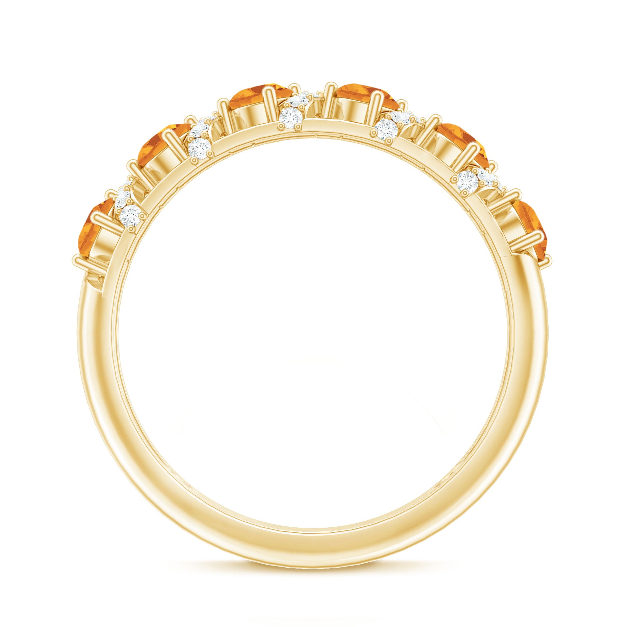 Natural Citrine Diamond Half Eternity Wedding Anniversary Ring AAA - Rosec Jewels