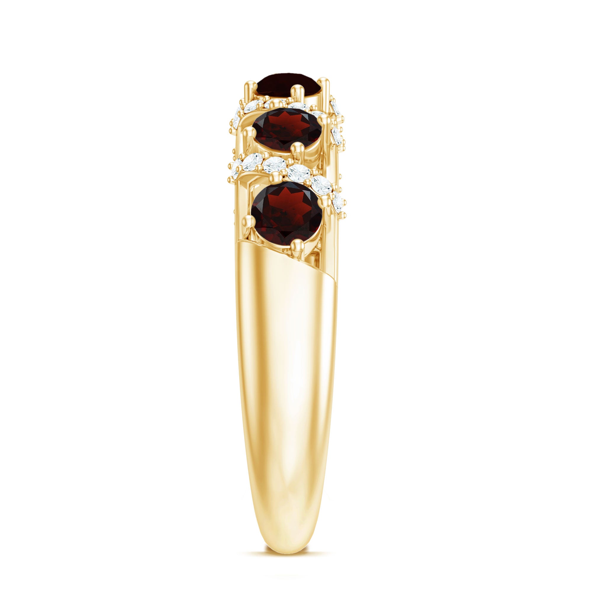Genuine Red Garnet Diamond Half Eternity Ring for Anniversary AAA - Rosec Jewels