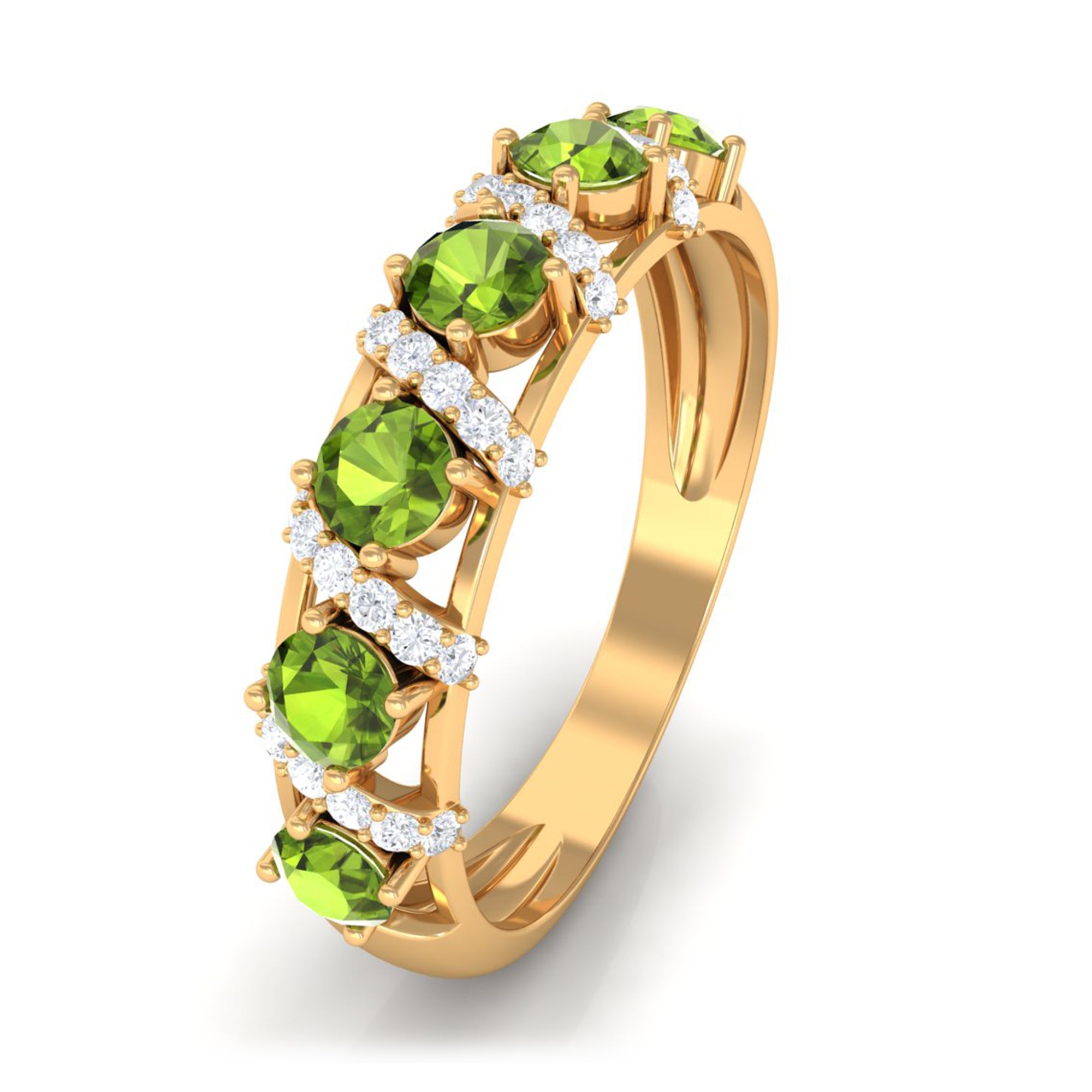 Designer Anniversary Ring with Peridot and Diamond AAA - Rosec Jewels