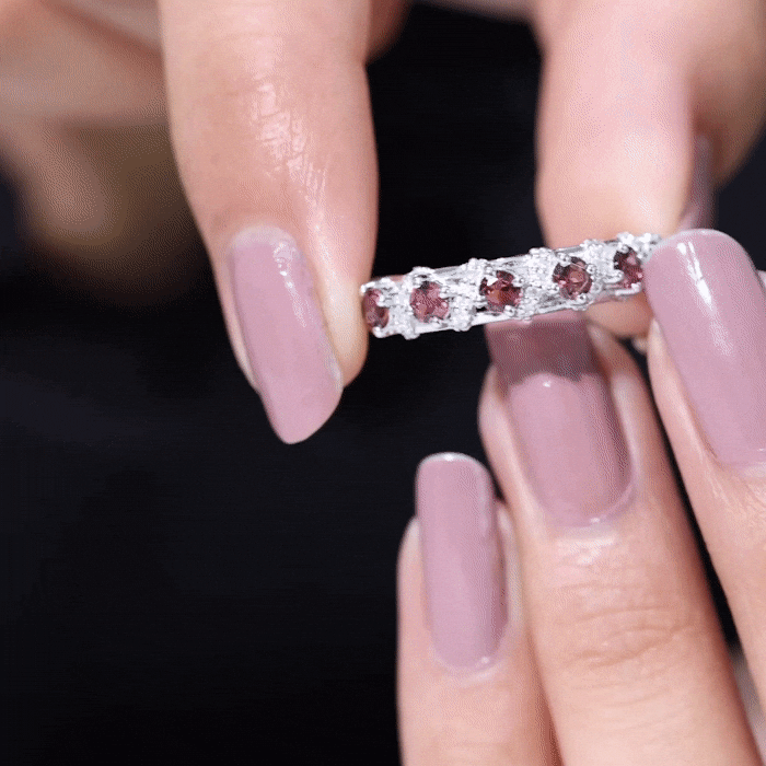 Rosec Jewels-Designer Pink Tourmaline and Diamond Anniversary Ring