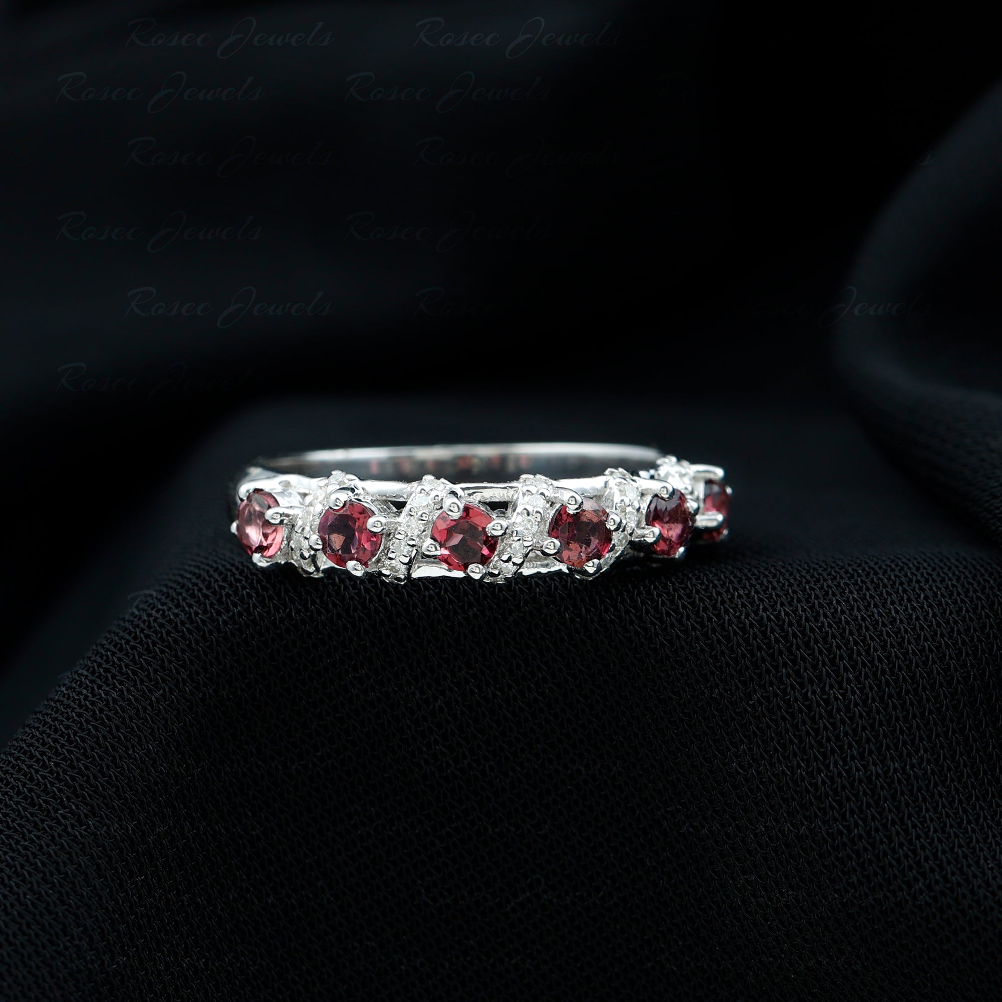 Rosec Jewels-Designer Pink Tourmaline and Diamond Anniversary Ring