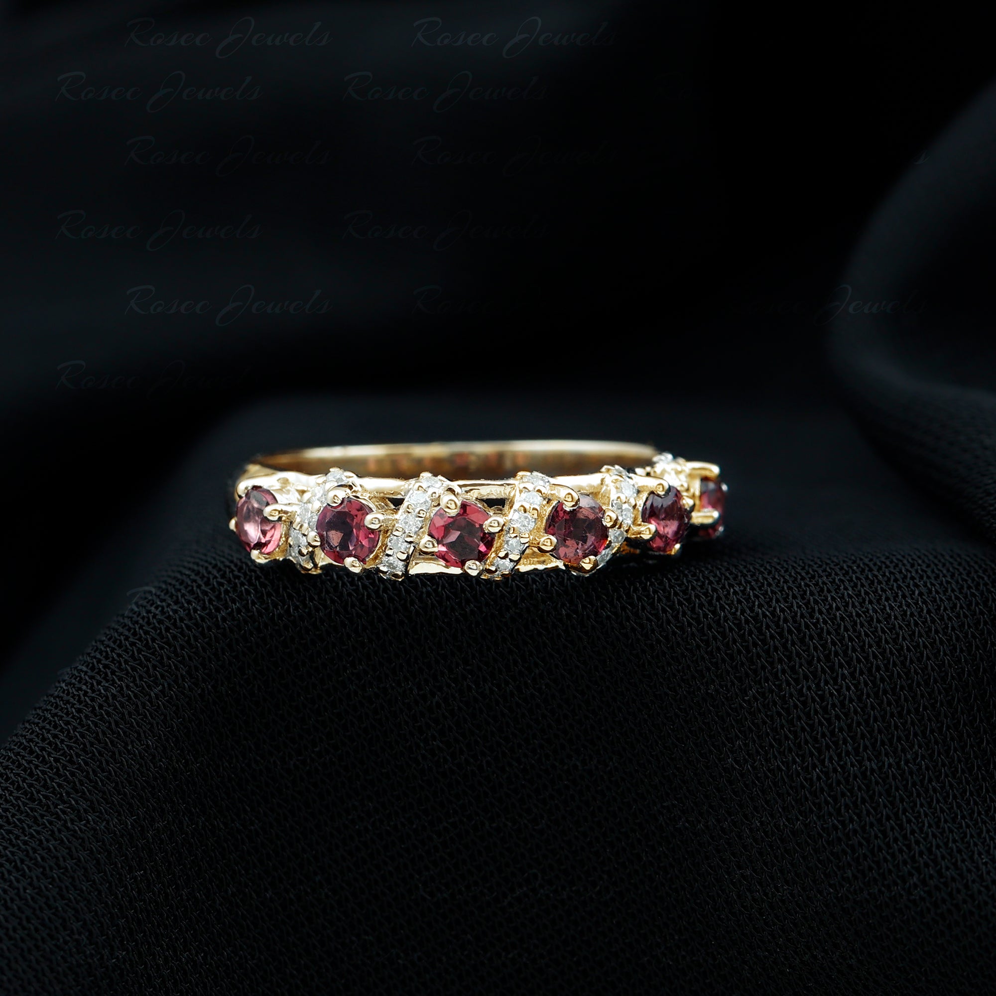 Rosec Jewels-Designer Pink Tourmaline and Diamond Anniversary Ring