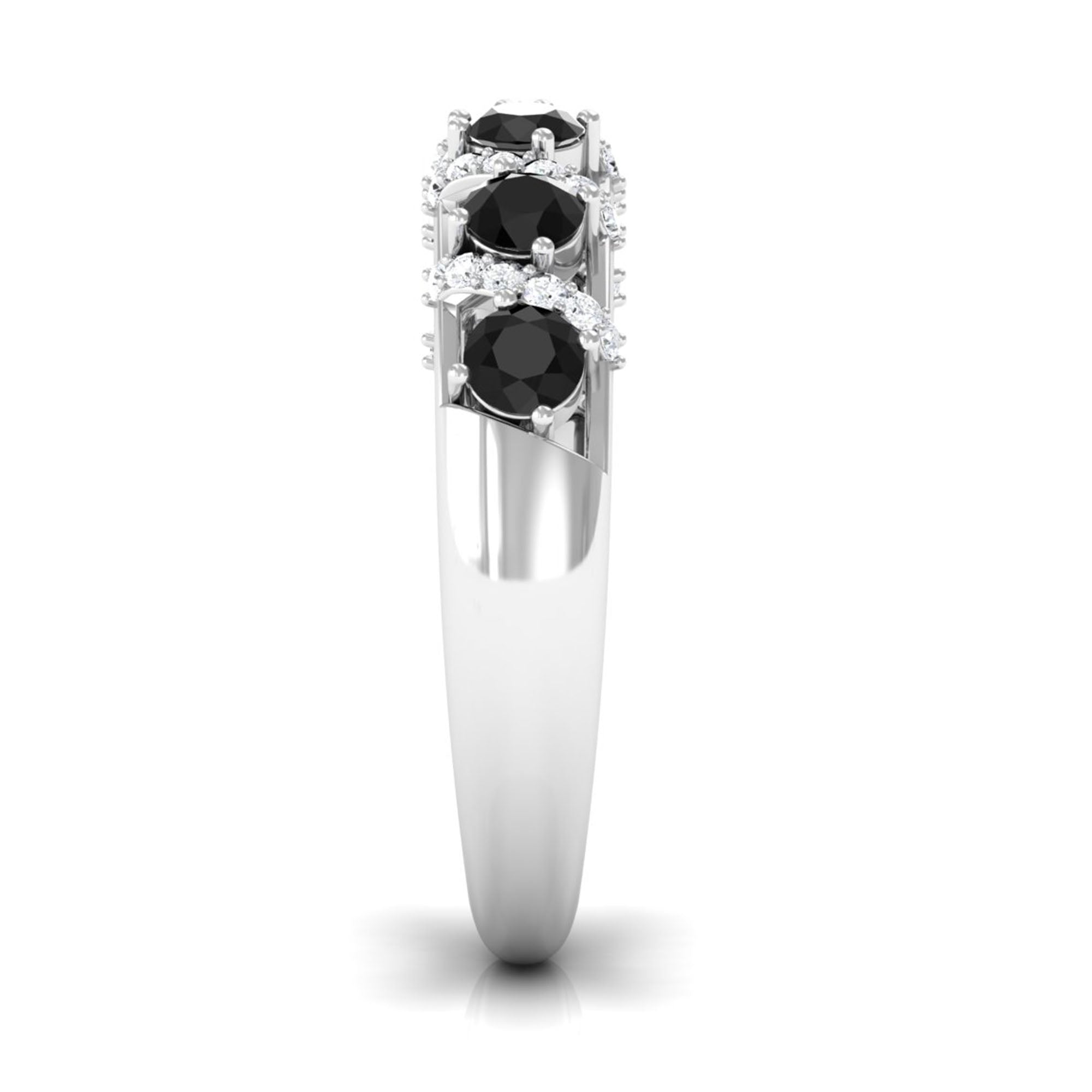 Black Spinel Designer Anniversary Band with Diamond AAA - Rosec Jewels