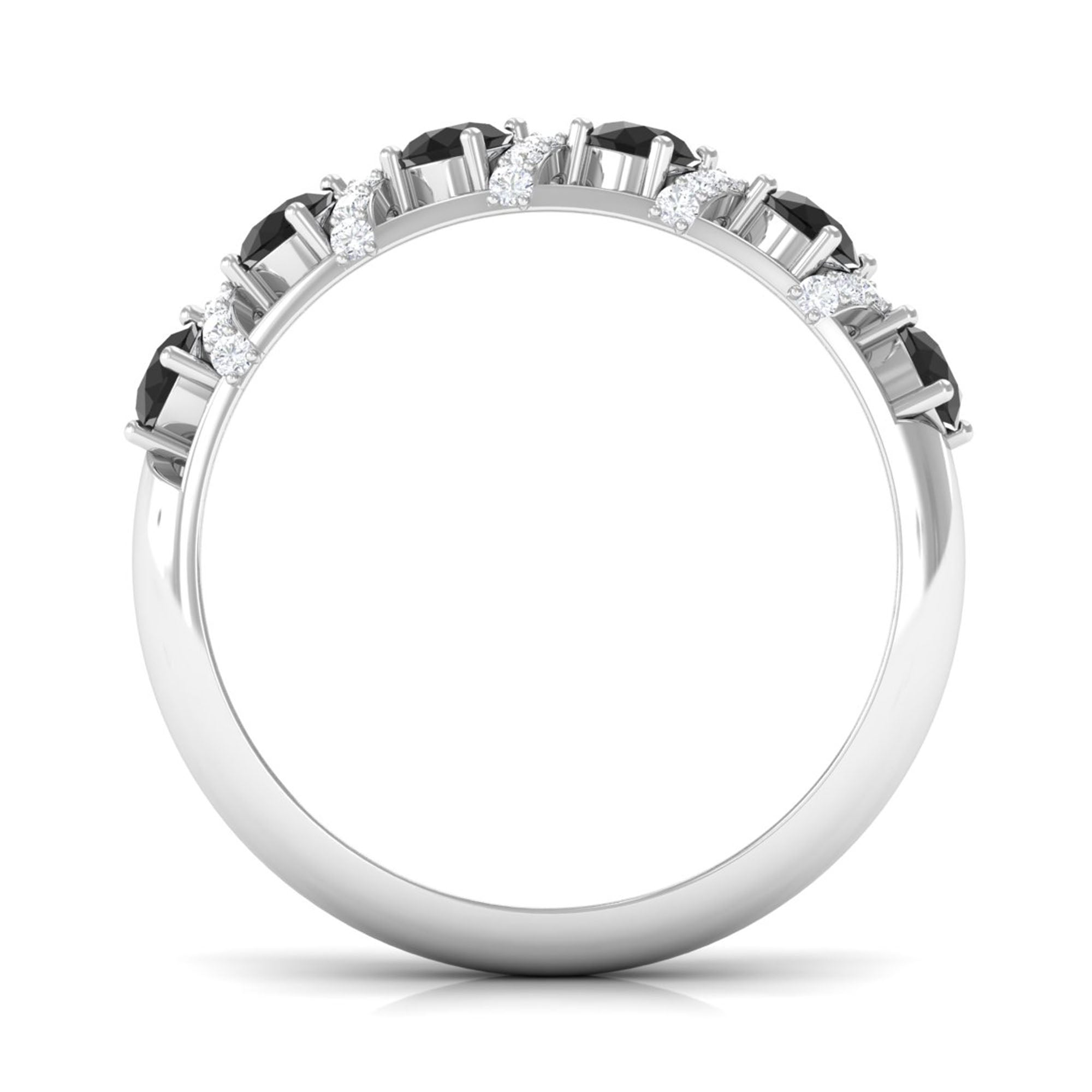 Black Spinel Designer Anniversary Band with Diamond AAA - Rosec Jewels