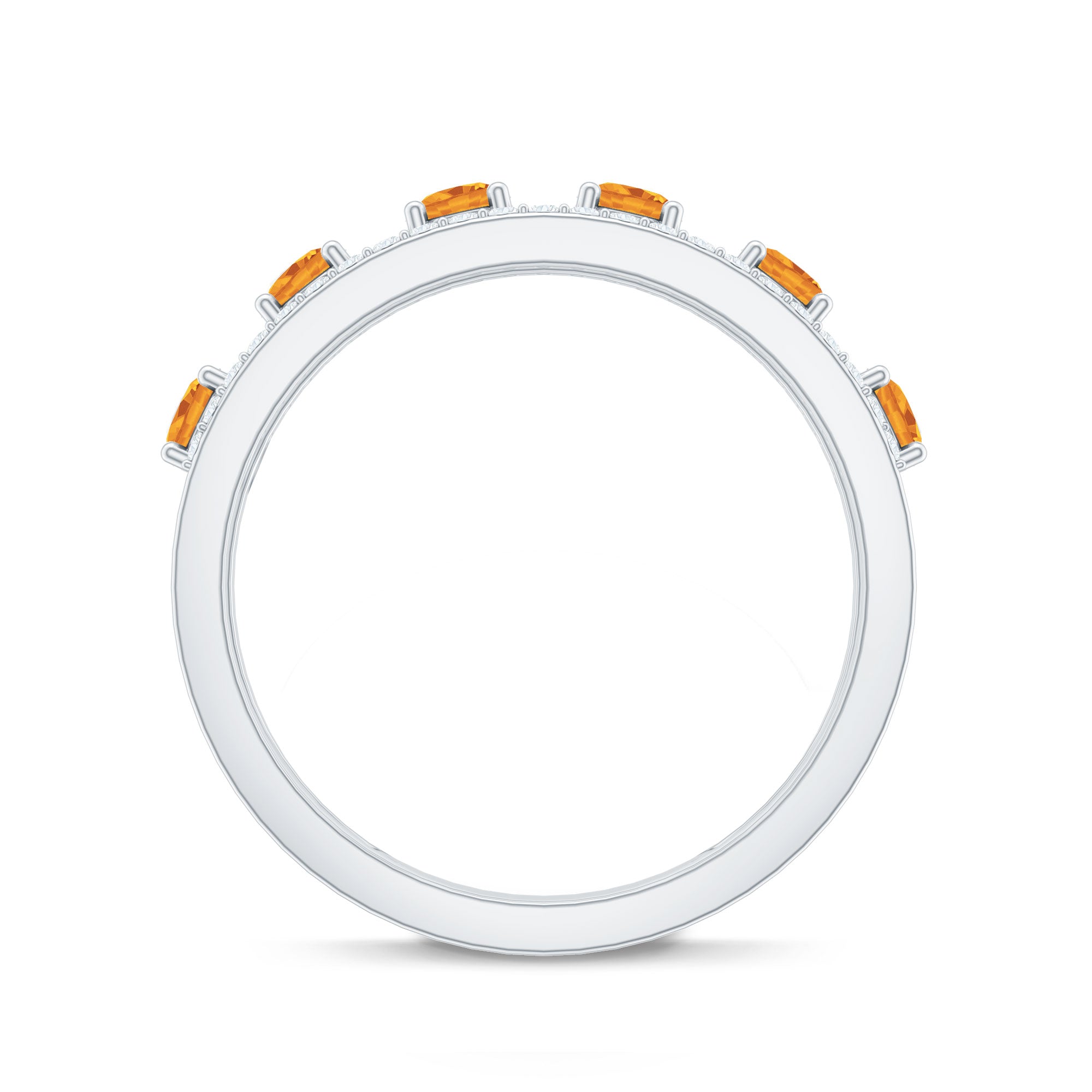 Natural Citrine Diamond Half Eternity Band Ring for Anniversary AAA - Rosec Jewels