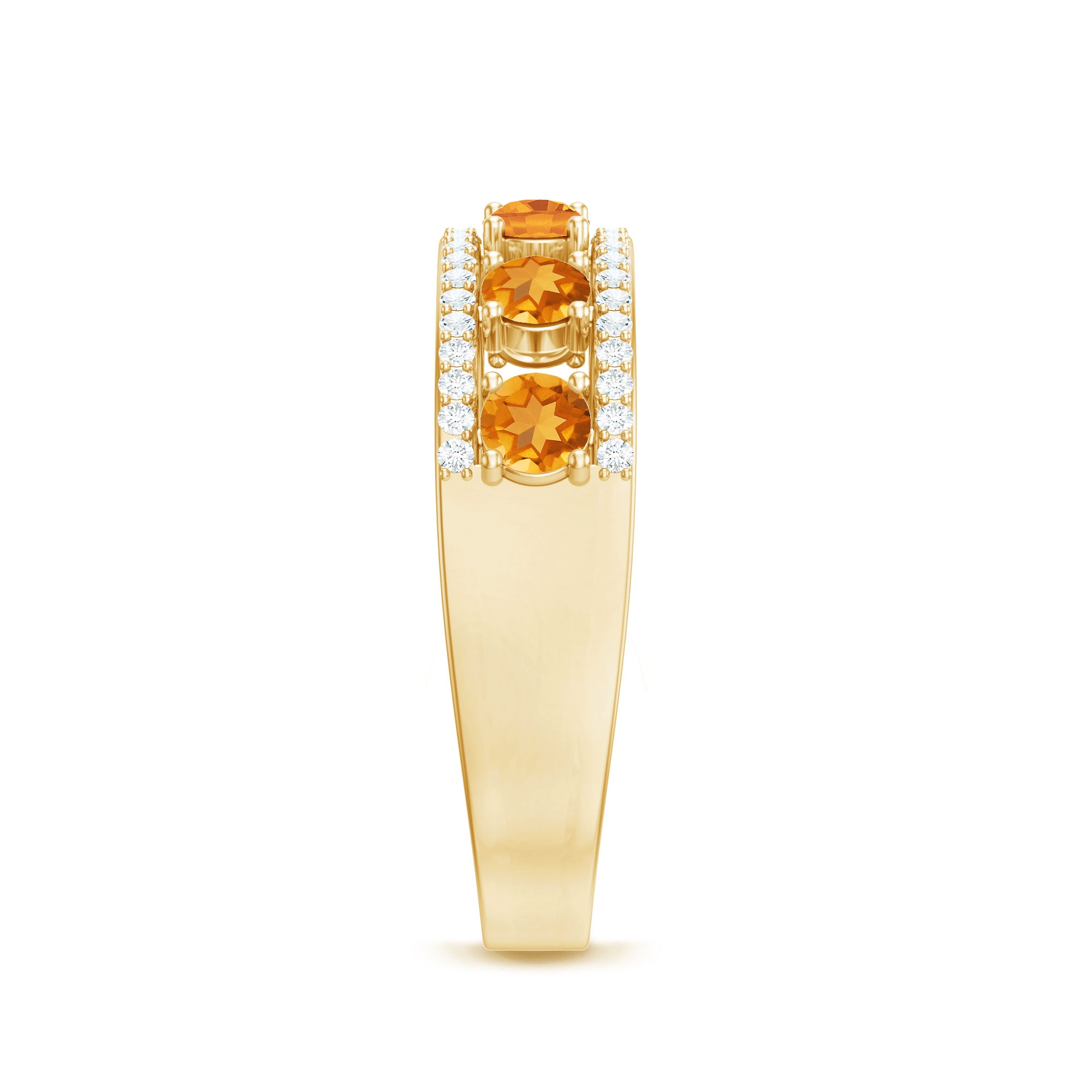Natural Citrine Diamond Half Eternity Band Ring for Anniversary AAA - Rosec Jewels