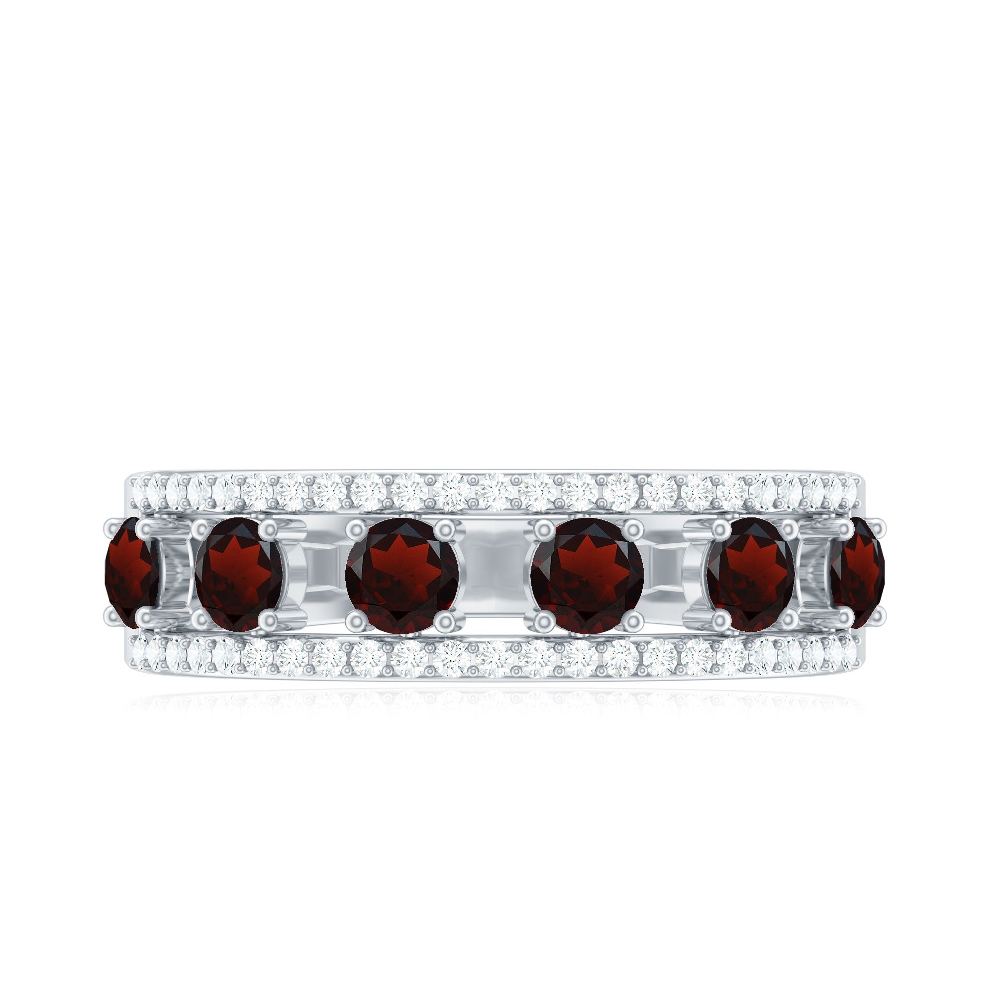 Rosec Jewels-Natural Garnet Half Eternity Band with Diamond