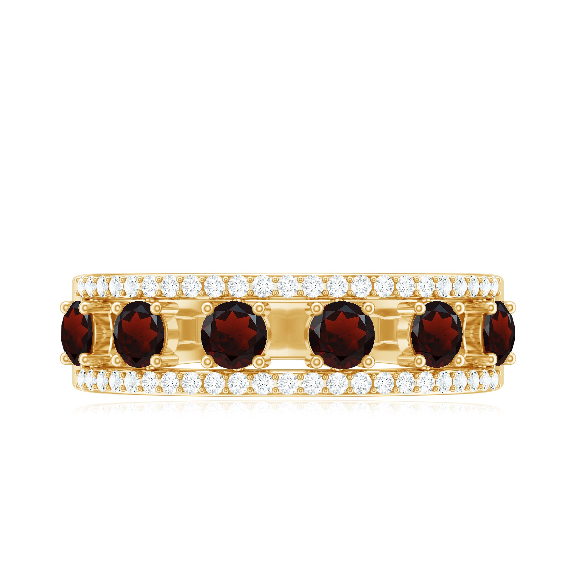 Rosec Jewels-Natural Garnet Half Eternity Band with Diamond