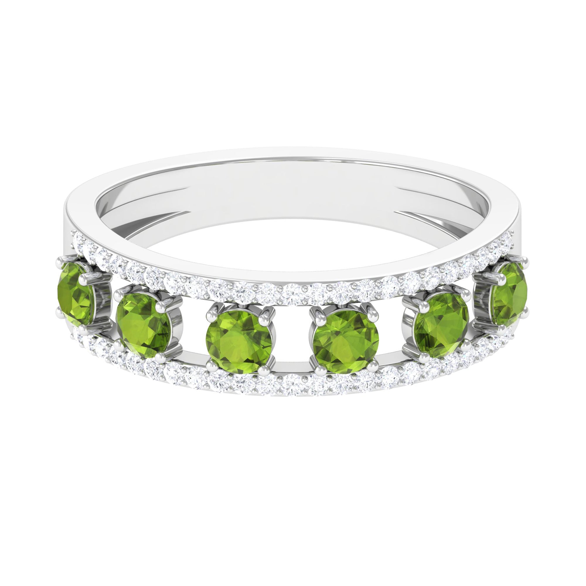 Peridot Anniversary Ring with Diamond AAA - Rosec Jewels