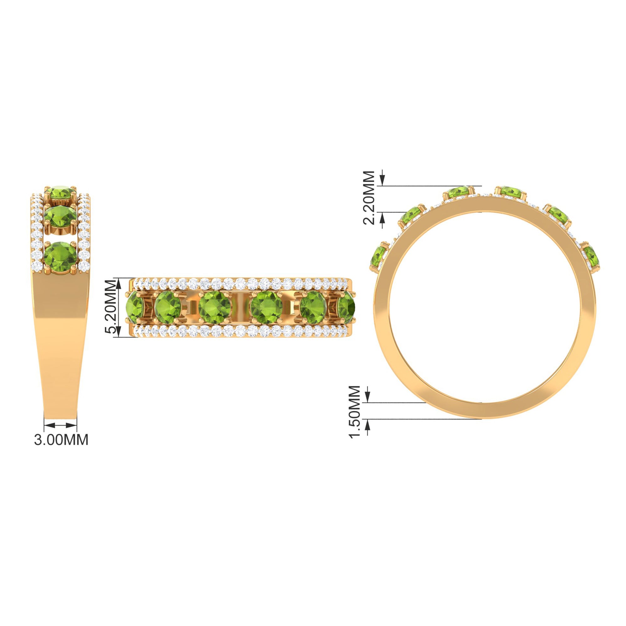 Peridot Anniversary Ring with Diamond AAA - Rosec Jewels