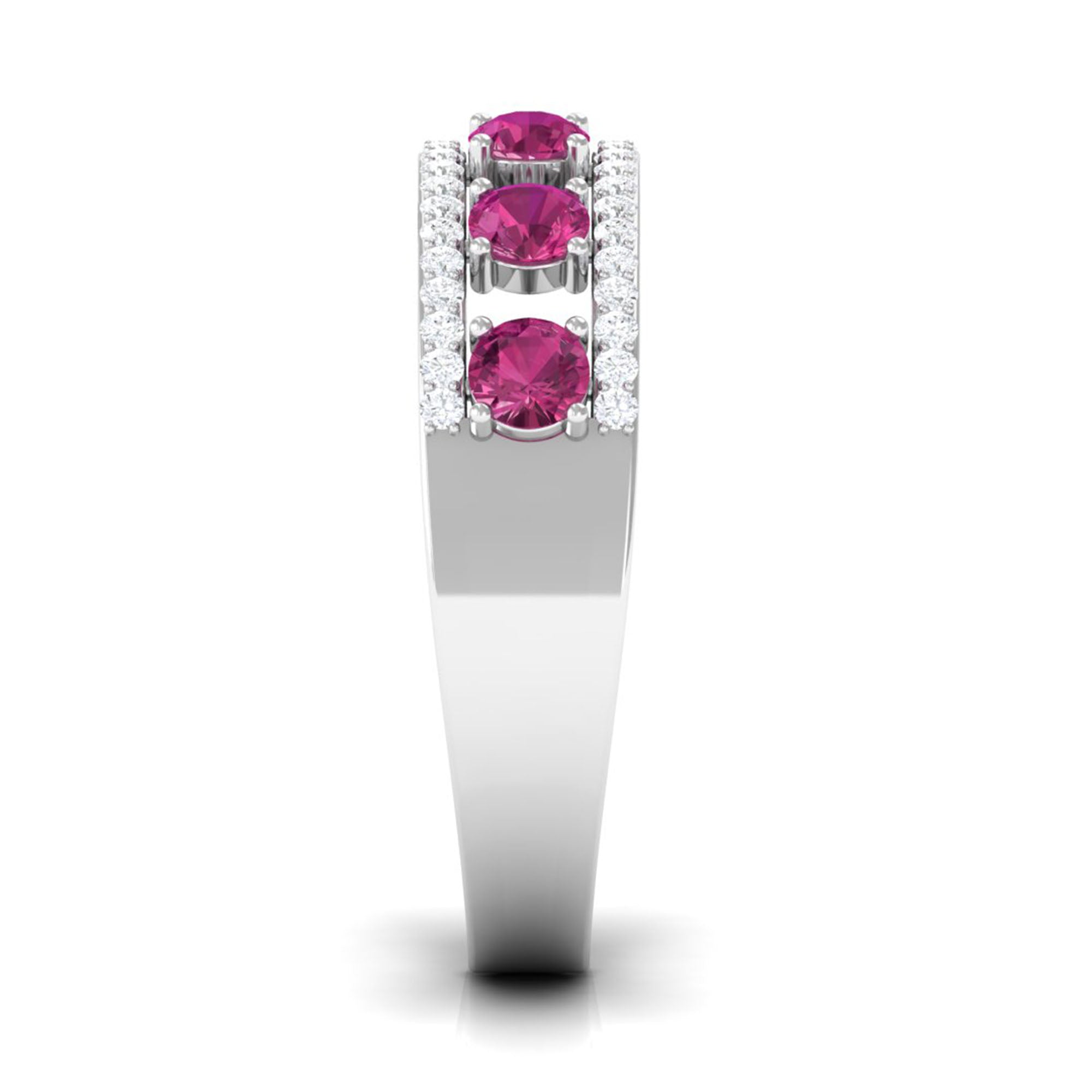 Pink Tourmaline Anniversary Ring with Diamond AAA - Rosec Jewels