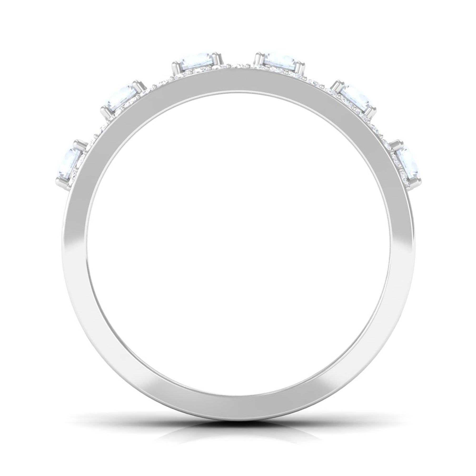 Real Moonstone and Diamond Anniversary Ring AAA - Rosec Jewels