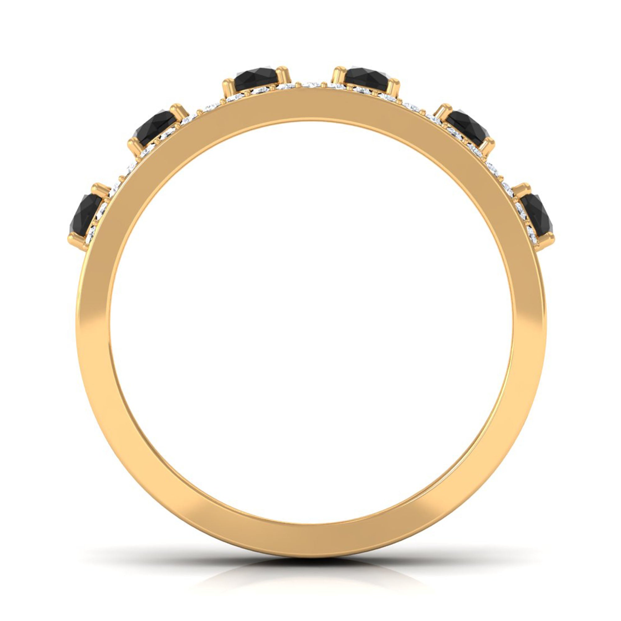 3/4 CT Black Spinel Anniversary Band Ring with Diamond AAA - Rosec Jewels