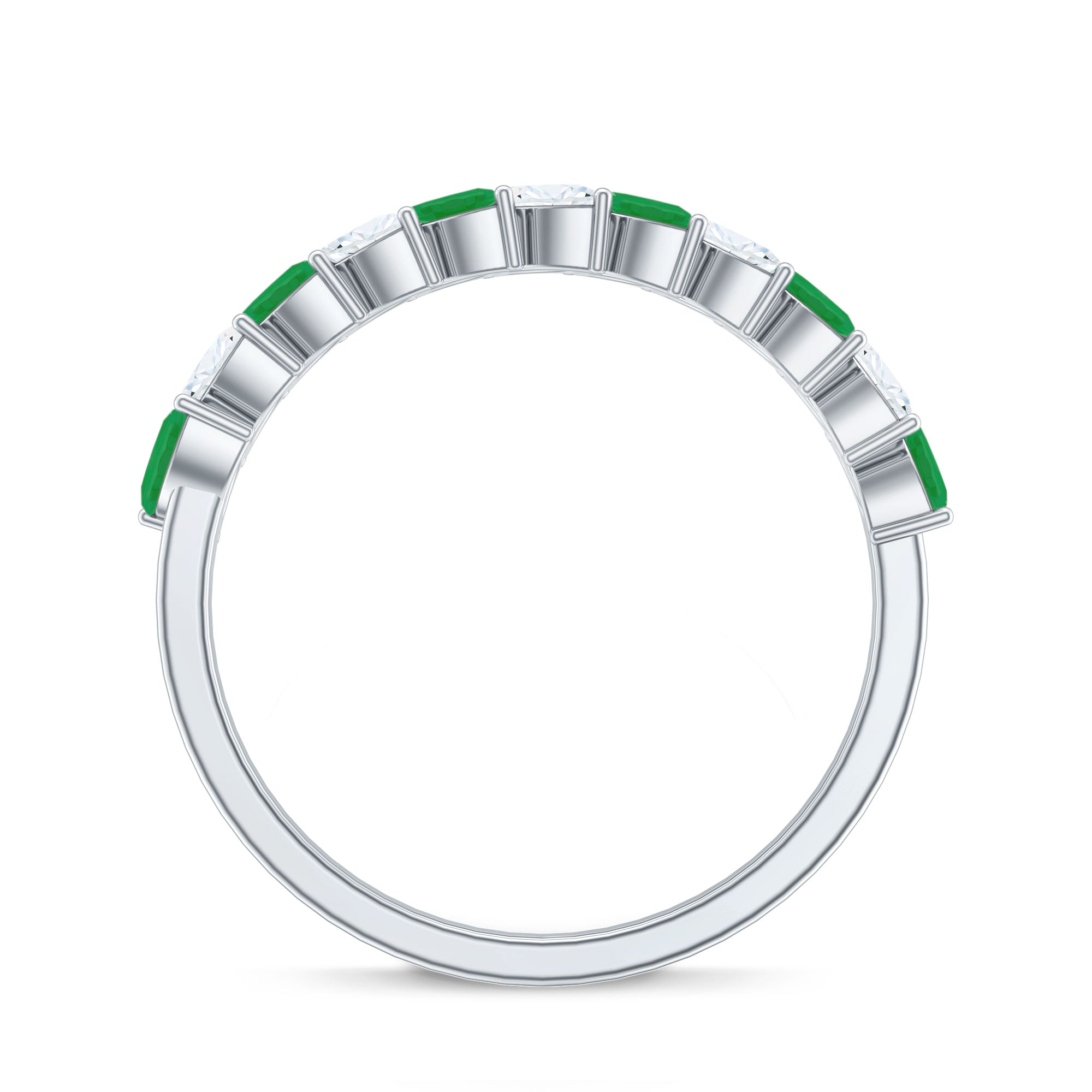 Genuine Marquise Emerald Diamond Half Eternity Ring for Wedding AAA - Rosec Jewels