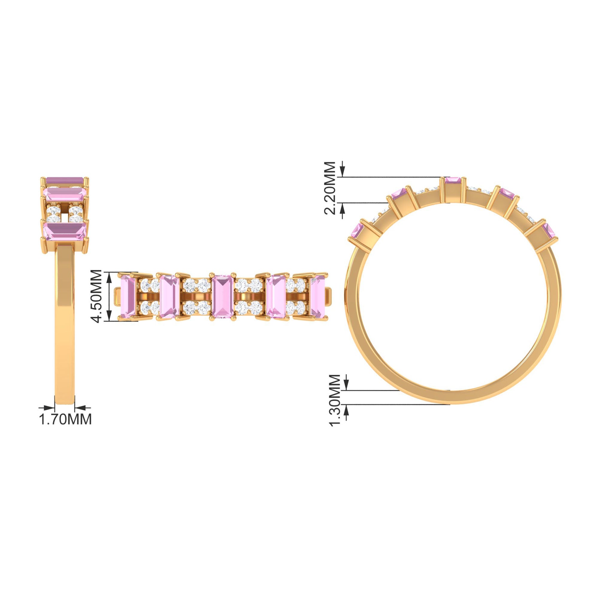 Rosec Jewels-Natural Pink Tourmaline Wide Half Eternity Ring with Diamond
