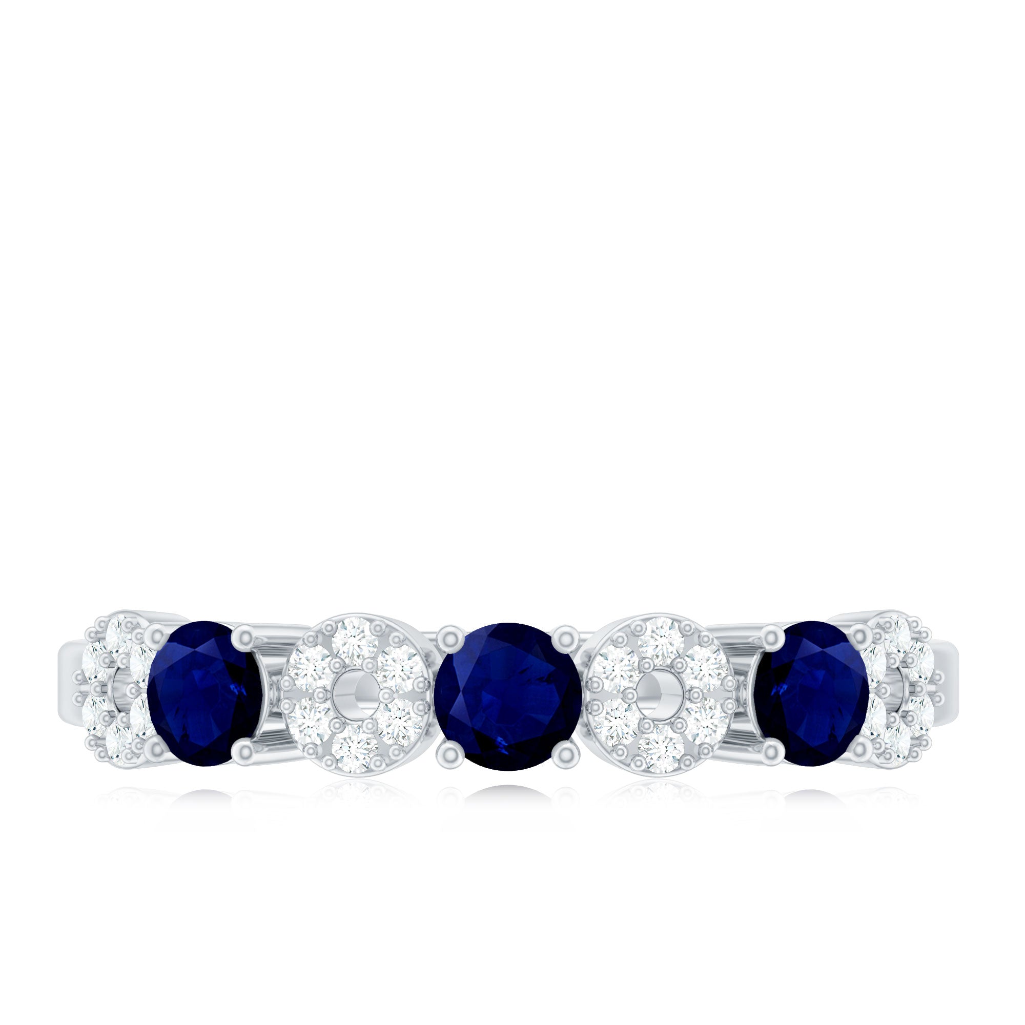 Rosec Jewels-Natural Blue Sapphire Diamond Half Eternity Ring for Women
