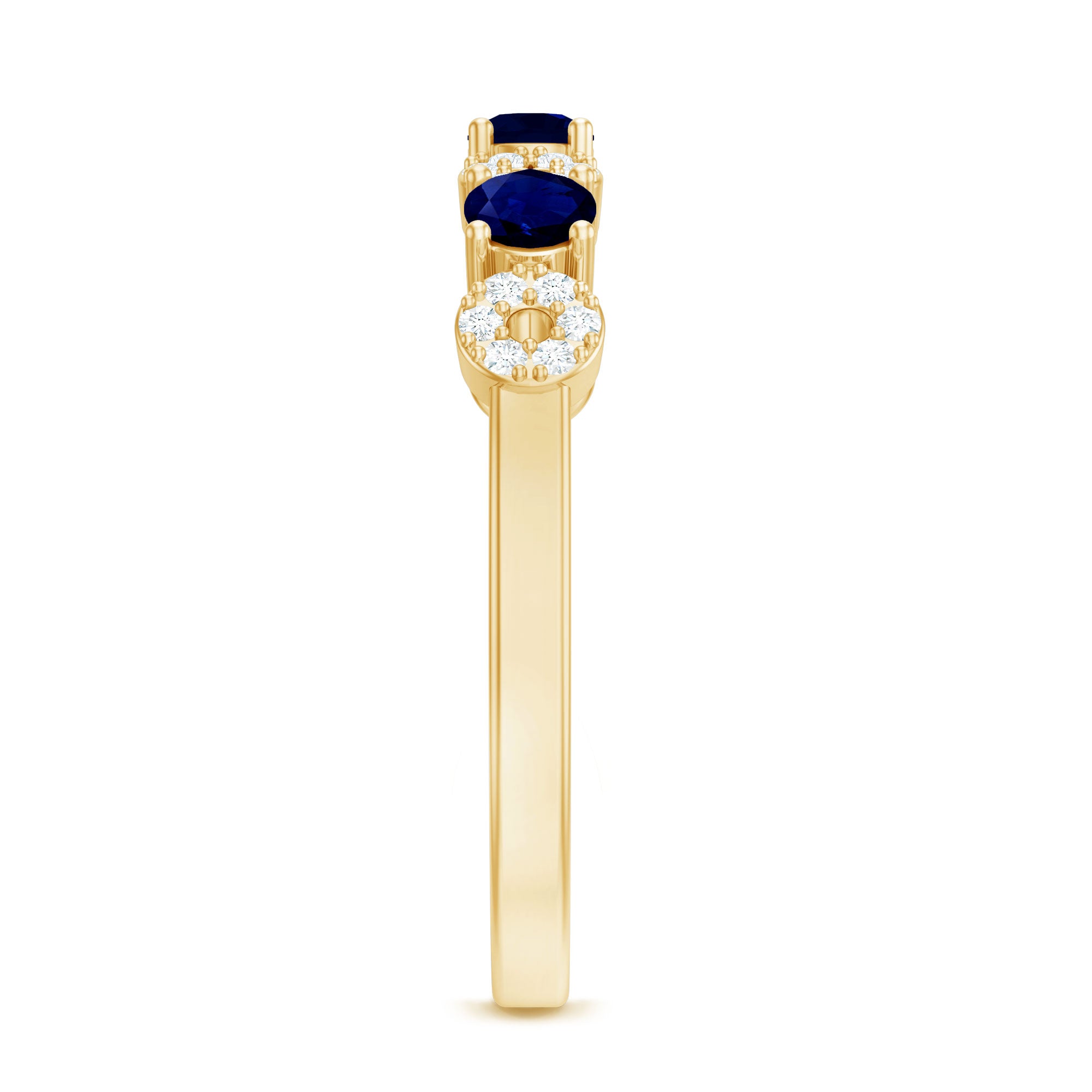 Rosec Jewels-Natural Blue Sapphire Diamond Half Eternity Ring for Women