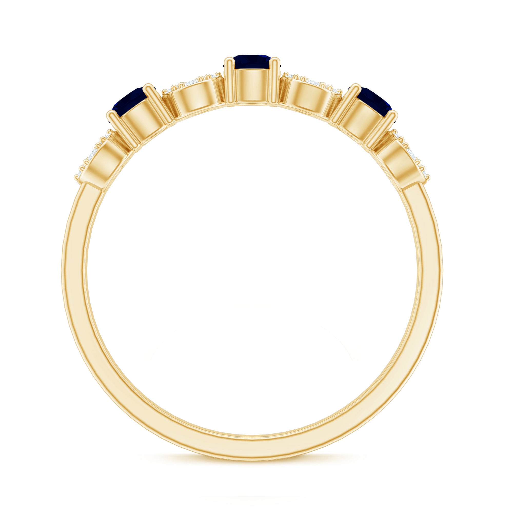 Rosec Jewels-Natural Blue Sapphire Diamond Half Eternity Ring for Women