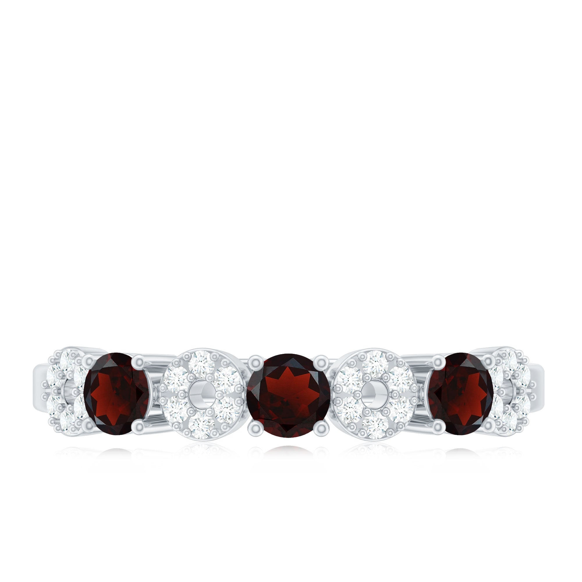 Rosec Jewels-Natural Garnet Diamond Half Eternity Ring with Certificate