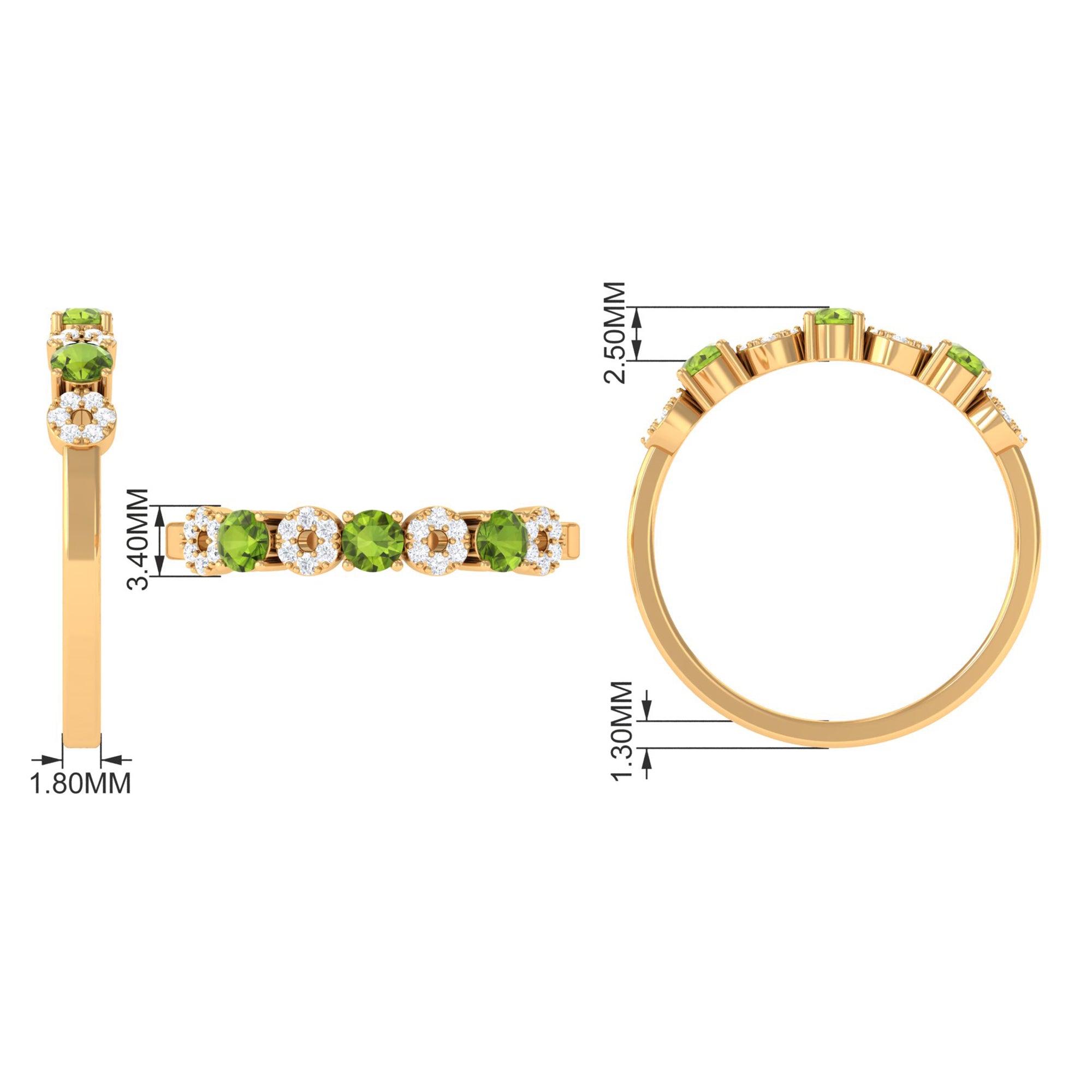 Rosec Jewels-Peridot and Diamond Semi Eternity Ring