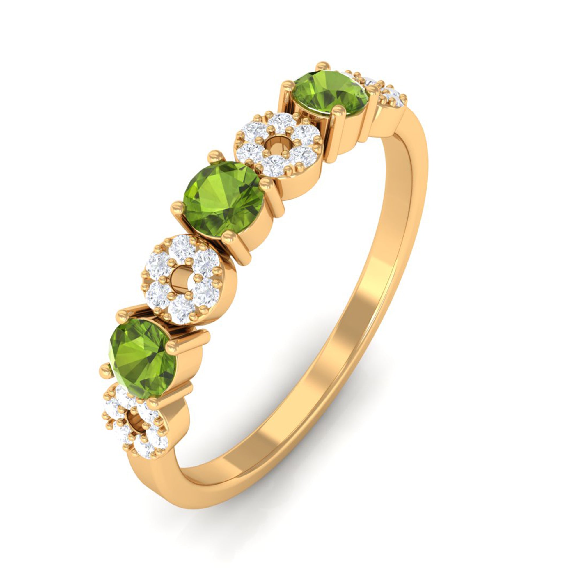 Rosec Jewels-Peridot and Diamond Semi Eternity Ring