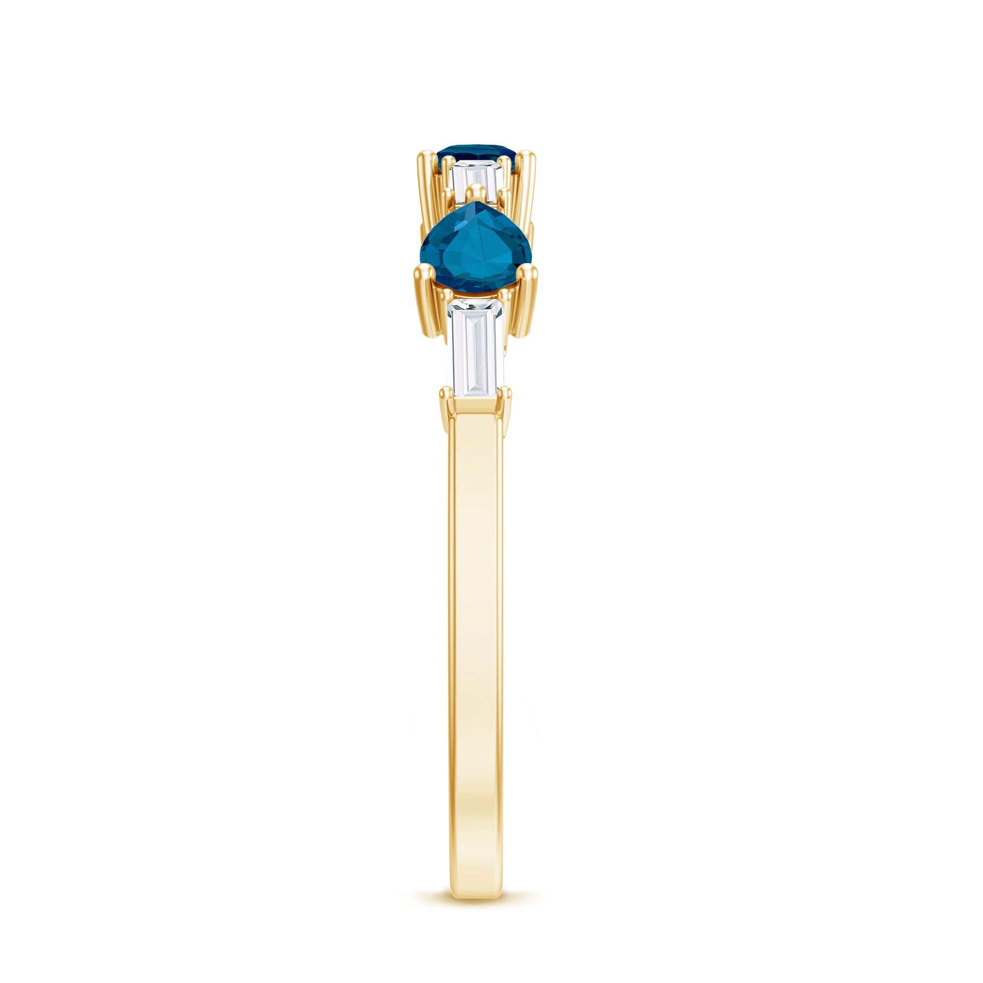 Pear Shape London Blue Topaz Eternity Band with Baguette Diamonds AAA - Rosec Jewels