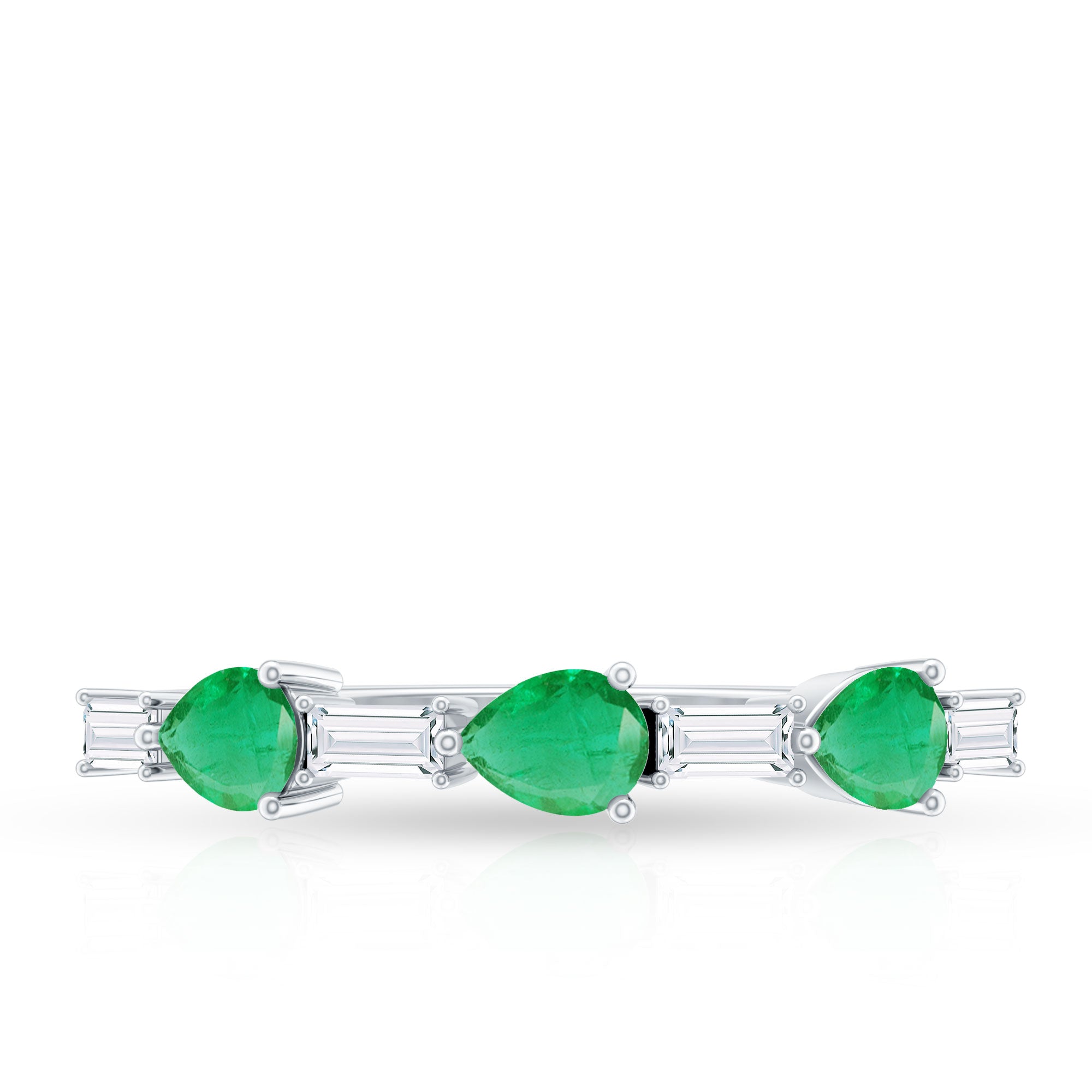 Certified Natural Emerald Diamond Half Eternity Anniversary Ring in East West Style AAA - Rosec Jewels