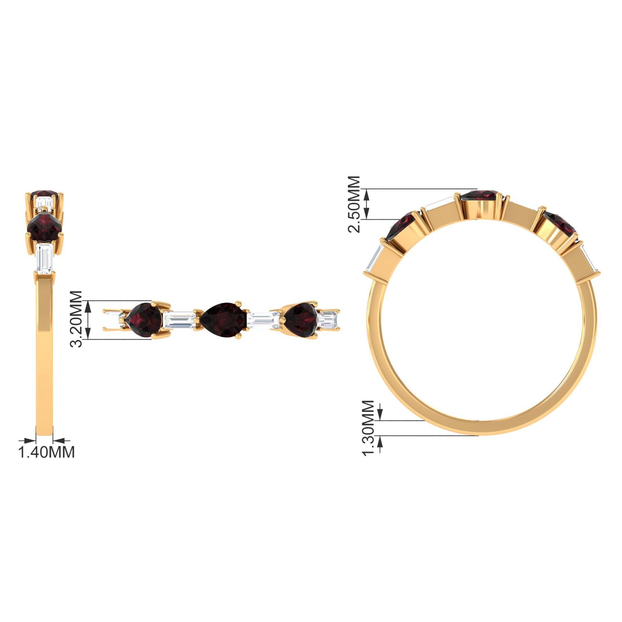 Natural Garnet Diamond Half Eternity Ring in East West Style AAA - Rosec Jewels